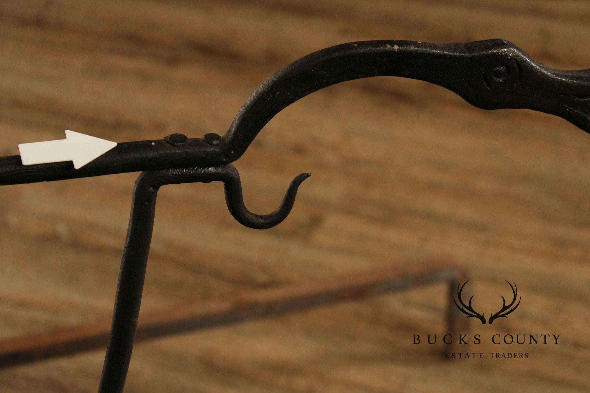 Arts & Crafts Pair of Scrolling Wrought Iron Andirons
