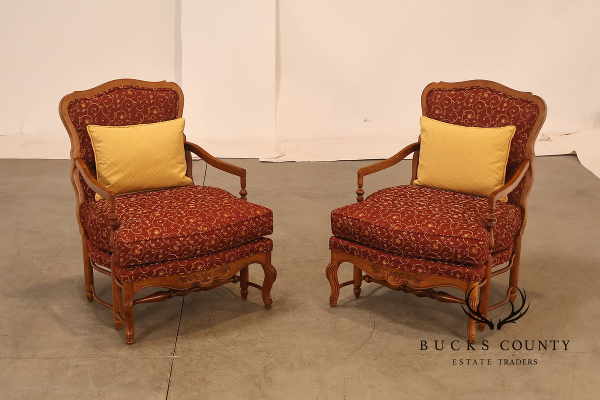 Highland House Pair Of Genevieve French Country Upholstered Lounge Chairs
