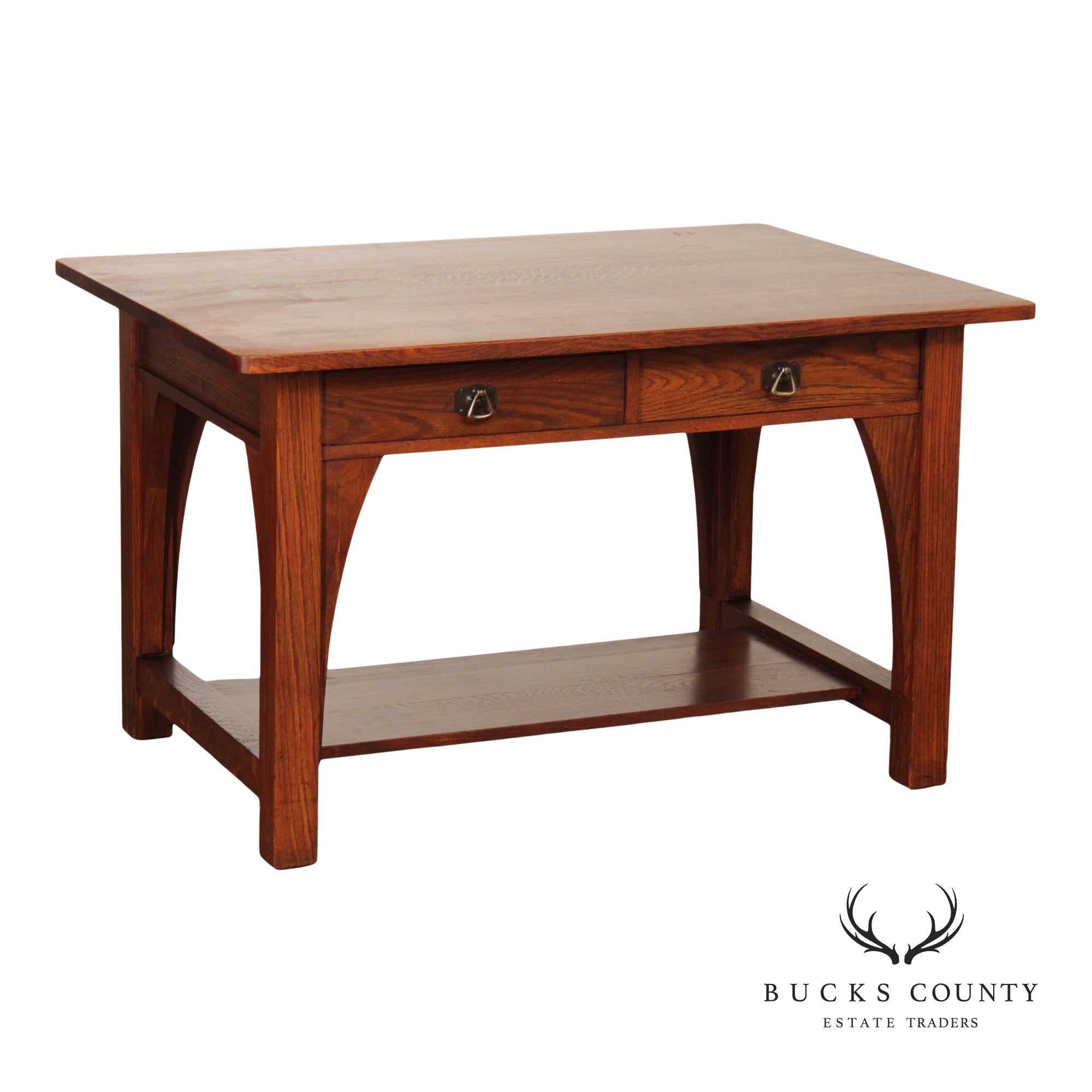Limbert Mission Oak Two-Drawer Library Table