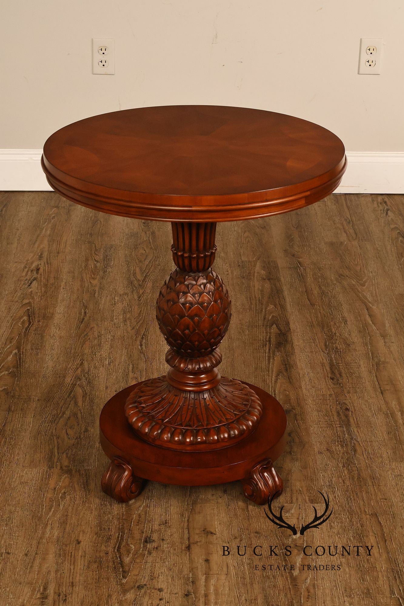 Ethan Allen Round Pineapple Pedestal Side Table