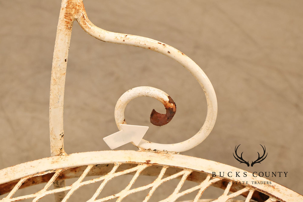 Vintage Woodard White Painted Wrought Iron Garden Chair