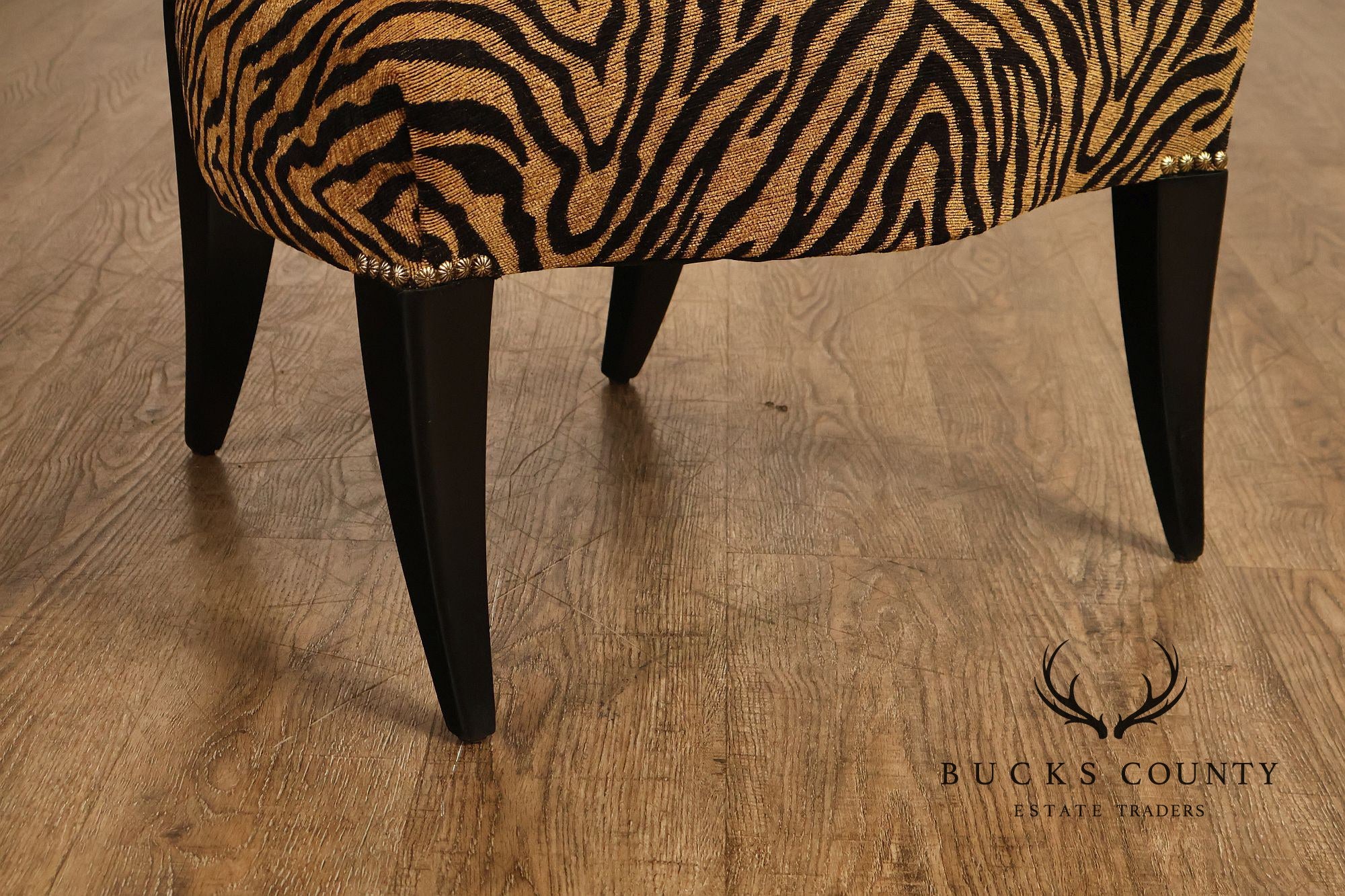 Pair Of Ebonized Klismos Style Accent Chairs With Zebra Upholstery