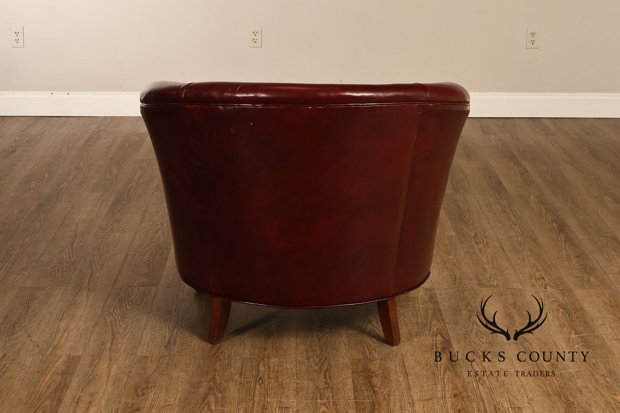Old Hickory Tannery Burgundy Leather Nailhead Trim Club Chair