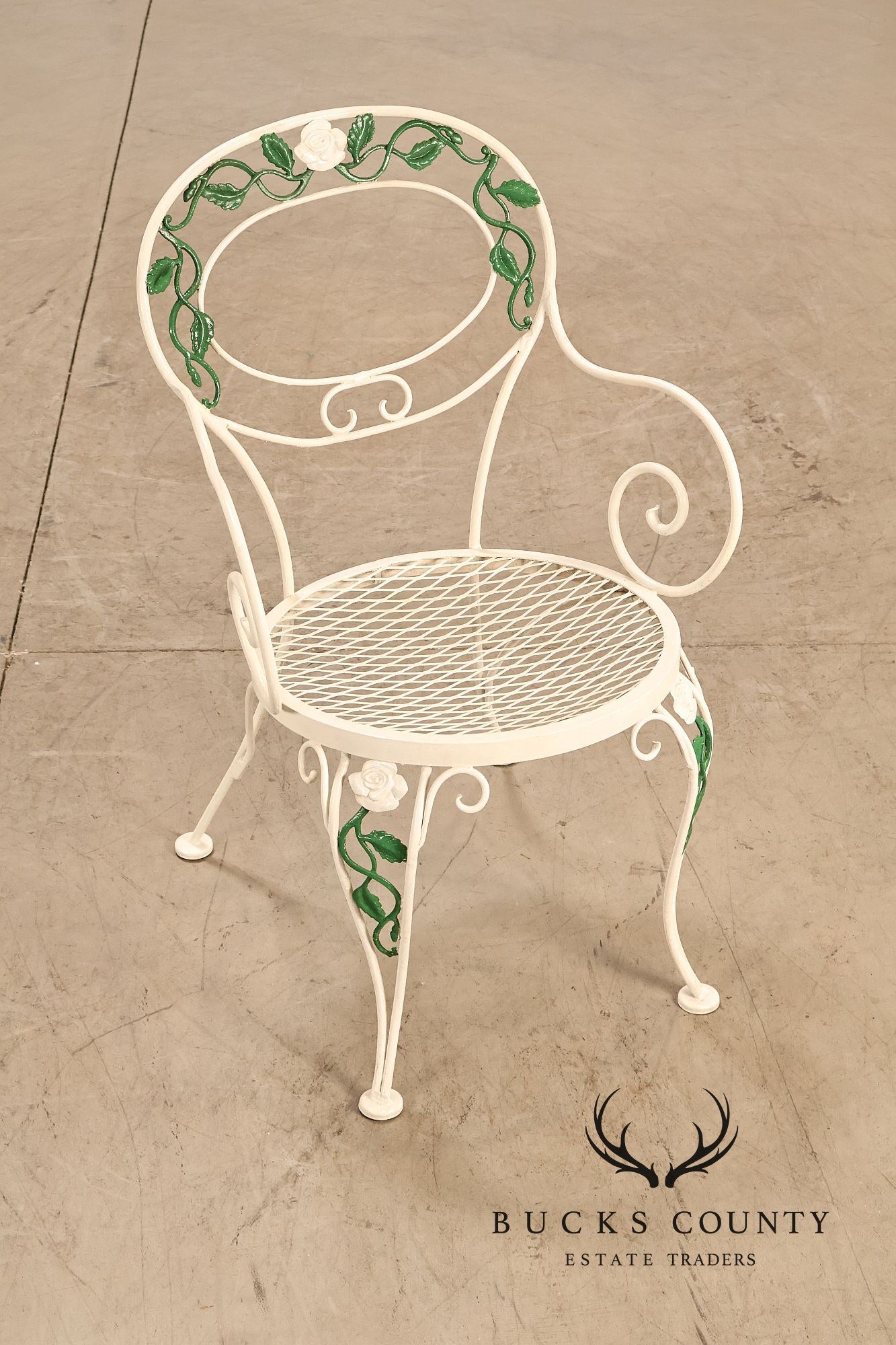 Woodard 'Chantilly Rose' Set of Four Wrought Iron Patio Dining Chairs