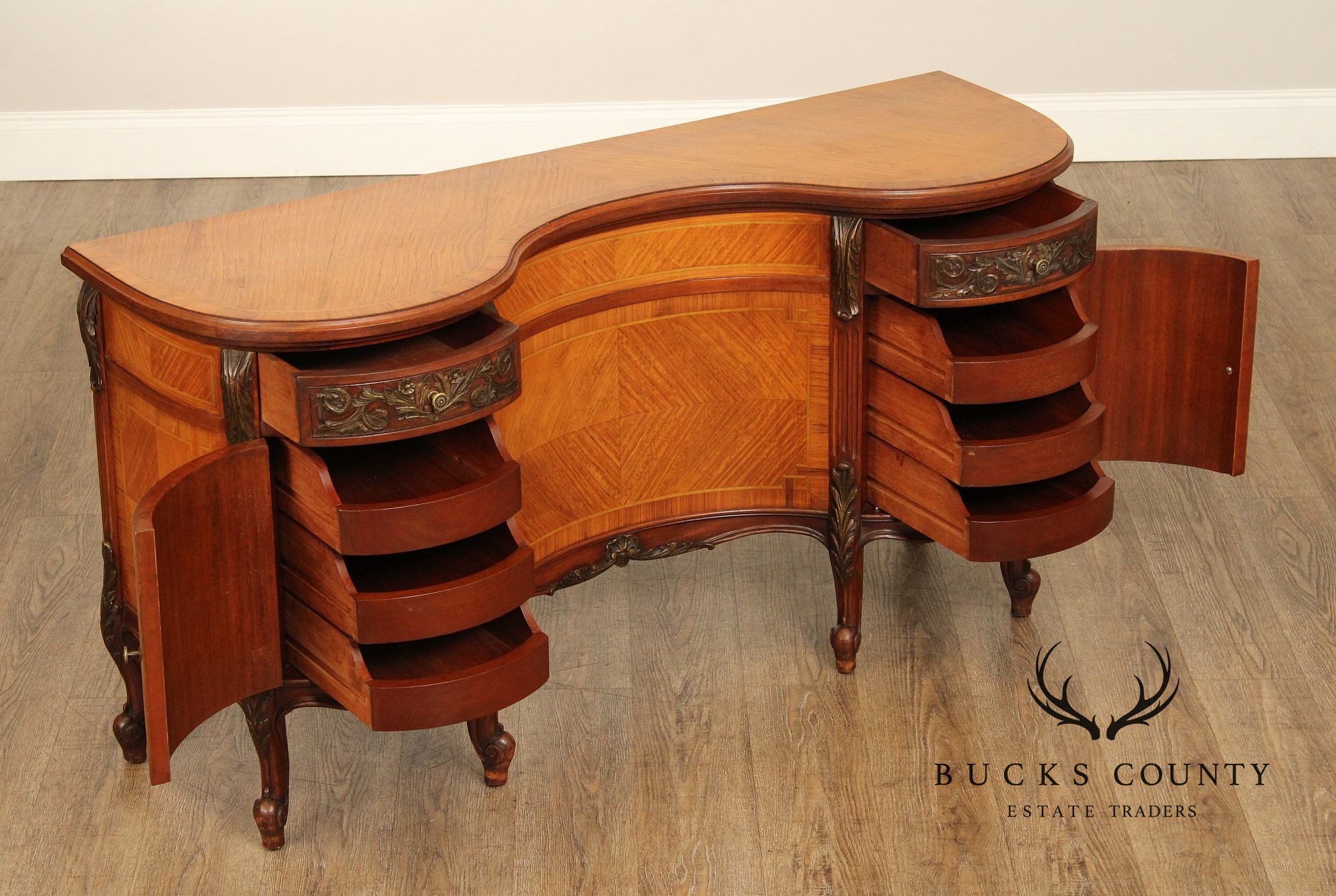 1930's French Louis XV Style Inlaid Satinwood Vanity
