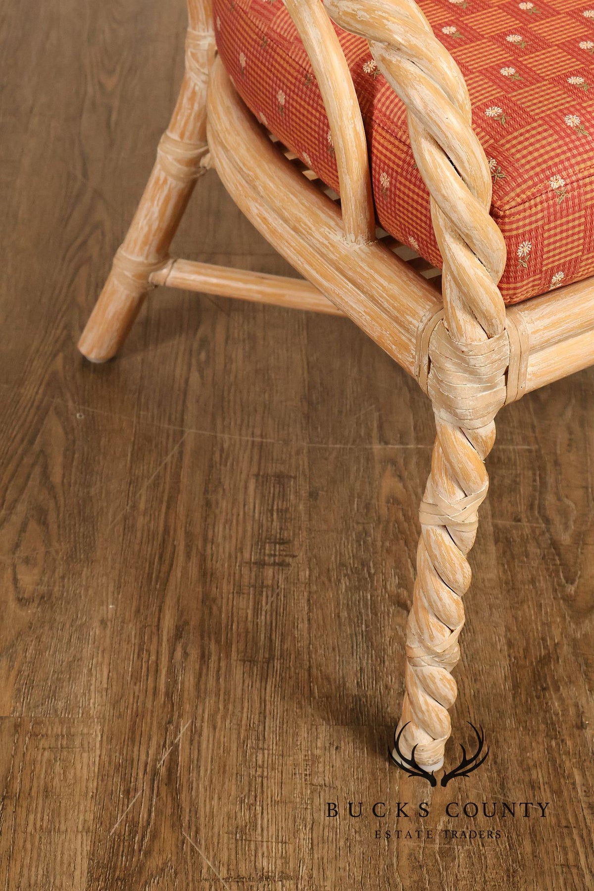 McGuire Set of Four Twisted Rattan Armchairs