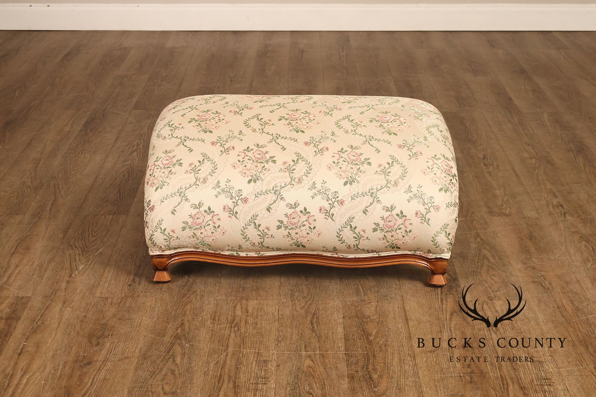 French Louis XV Style Two Piece Chaise Lounge Chair With Ottoman