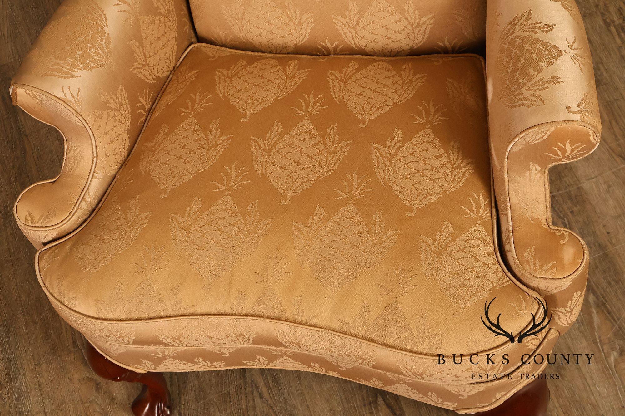 Hickory Chair Chippendale Style Upholstered Wingback Armchair
