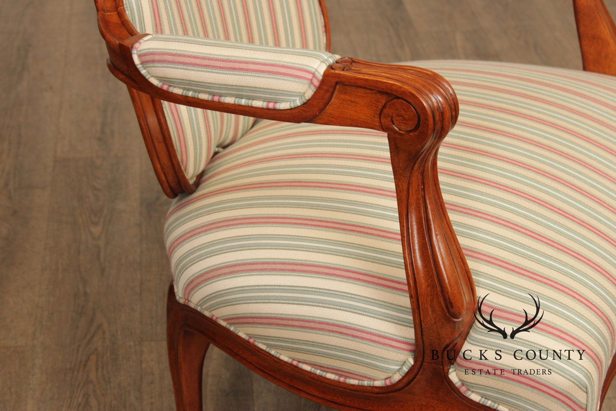 French Louis XV Style Pair of Carved Walnut Armchairs