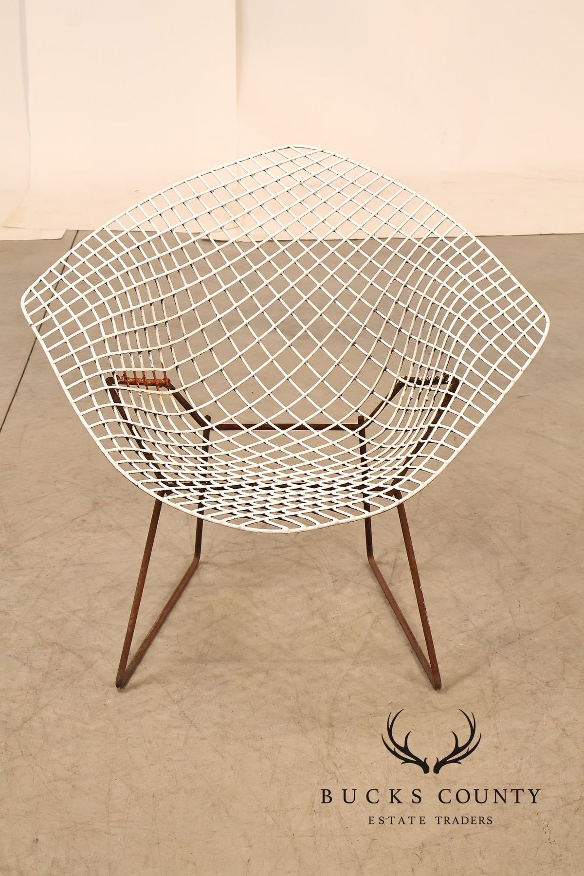 Mid Century Modern Harry Bertoia Style Diamond Wire Lounge Chair