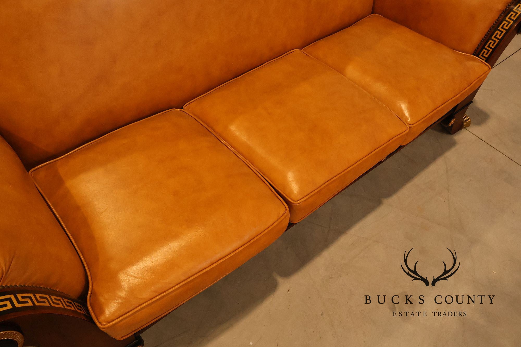 Empire Style Sofa Mahogany And Leather Sofa With Gilt Bronze Mounts