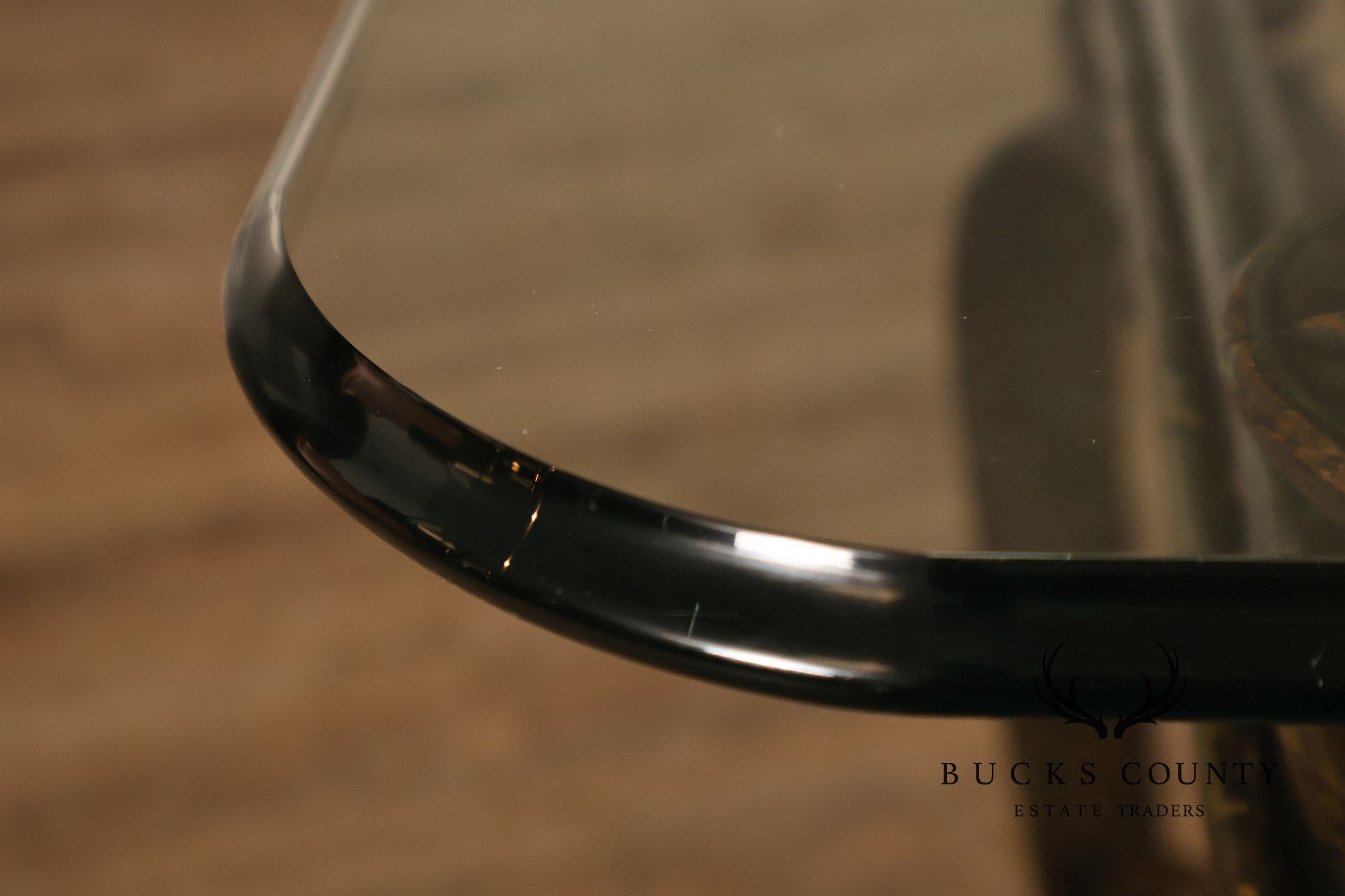 Neoclassical Revival Glass Top Metal Accent Table