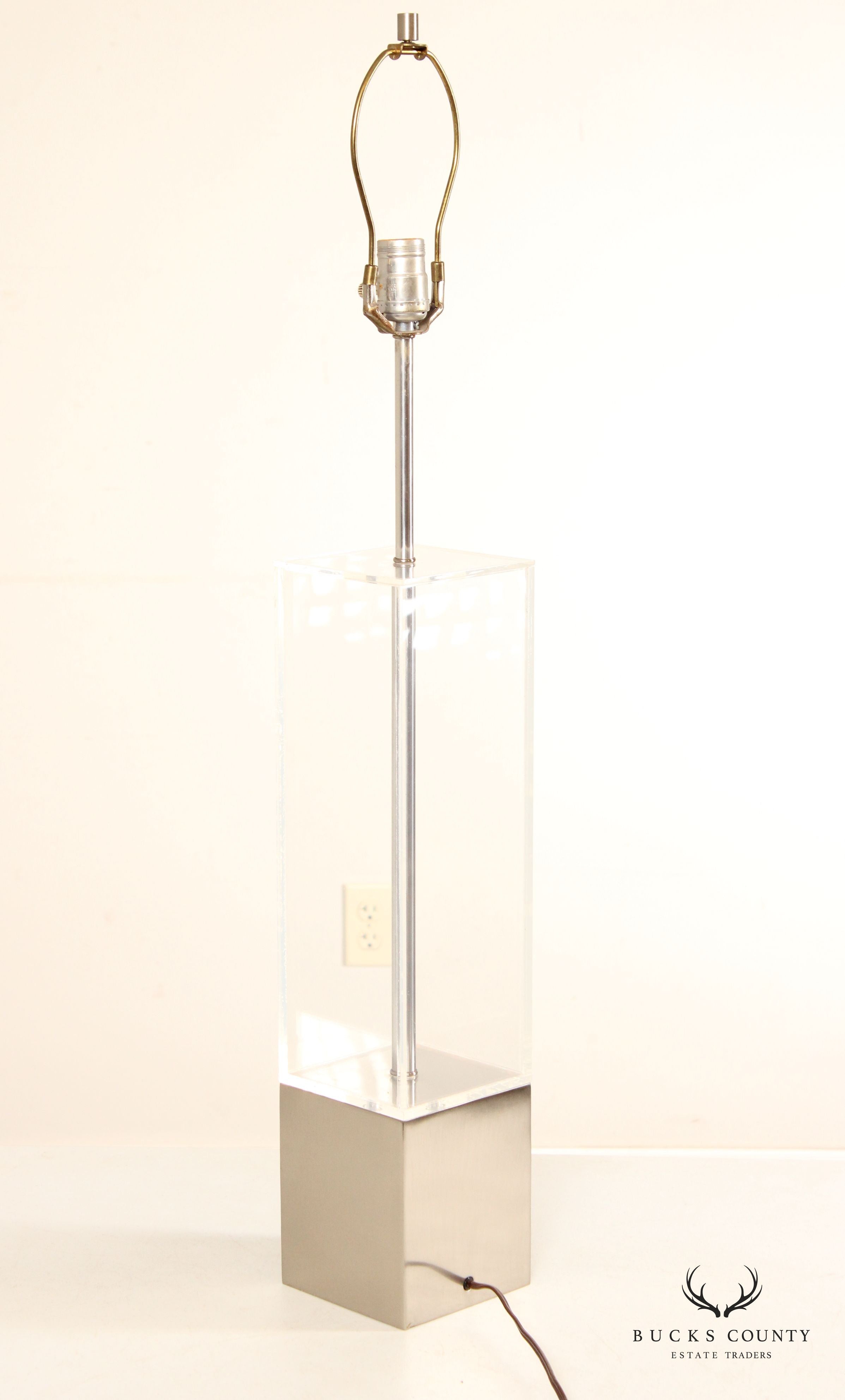 Mid Century Modern Pair Lucite Table Lamps