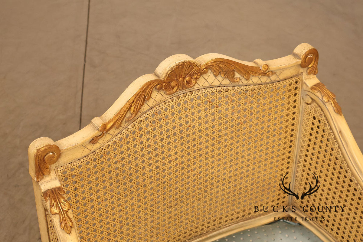 French Regency Pair of Caned Bergere Armchairs