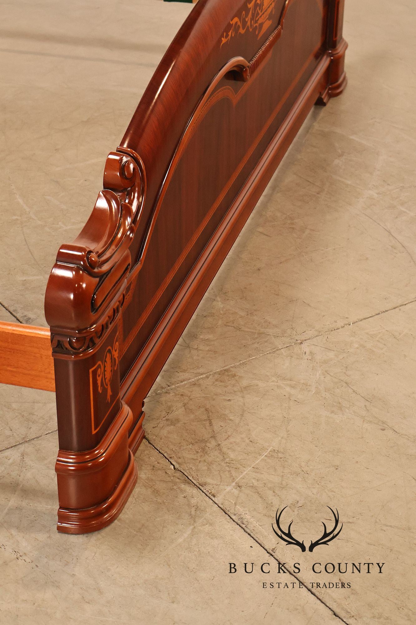 Italian Neoclassical Style King Size Mahogany Inlaid Bed