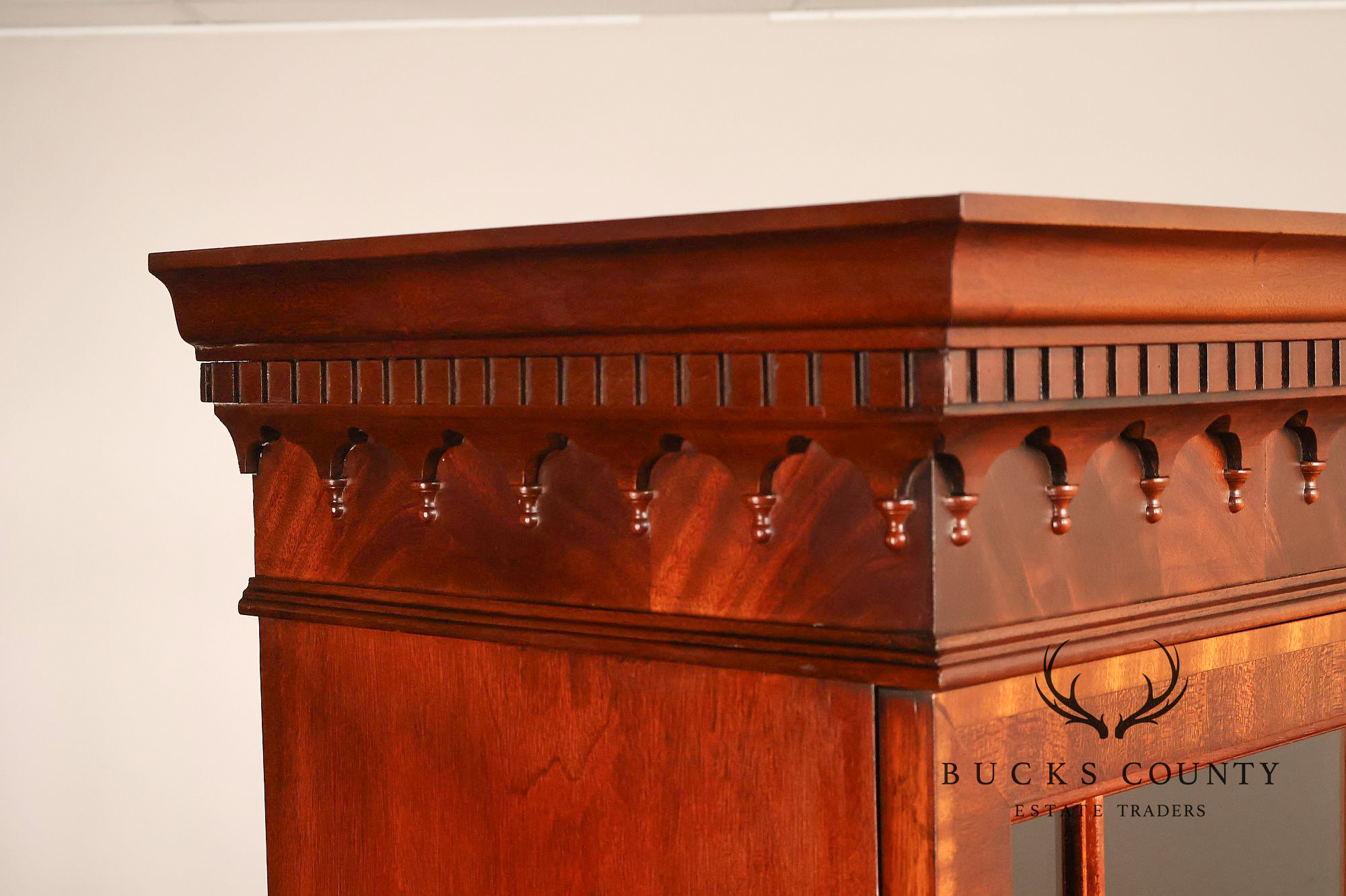 Hickory Chair Banded Mahogany Breakfront China Cabinet