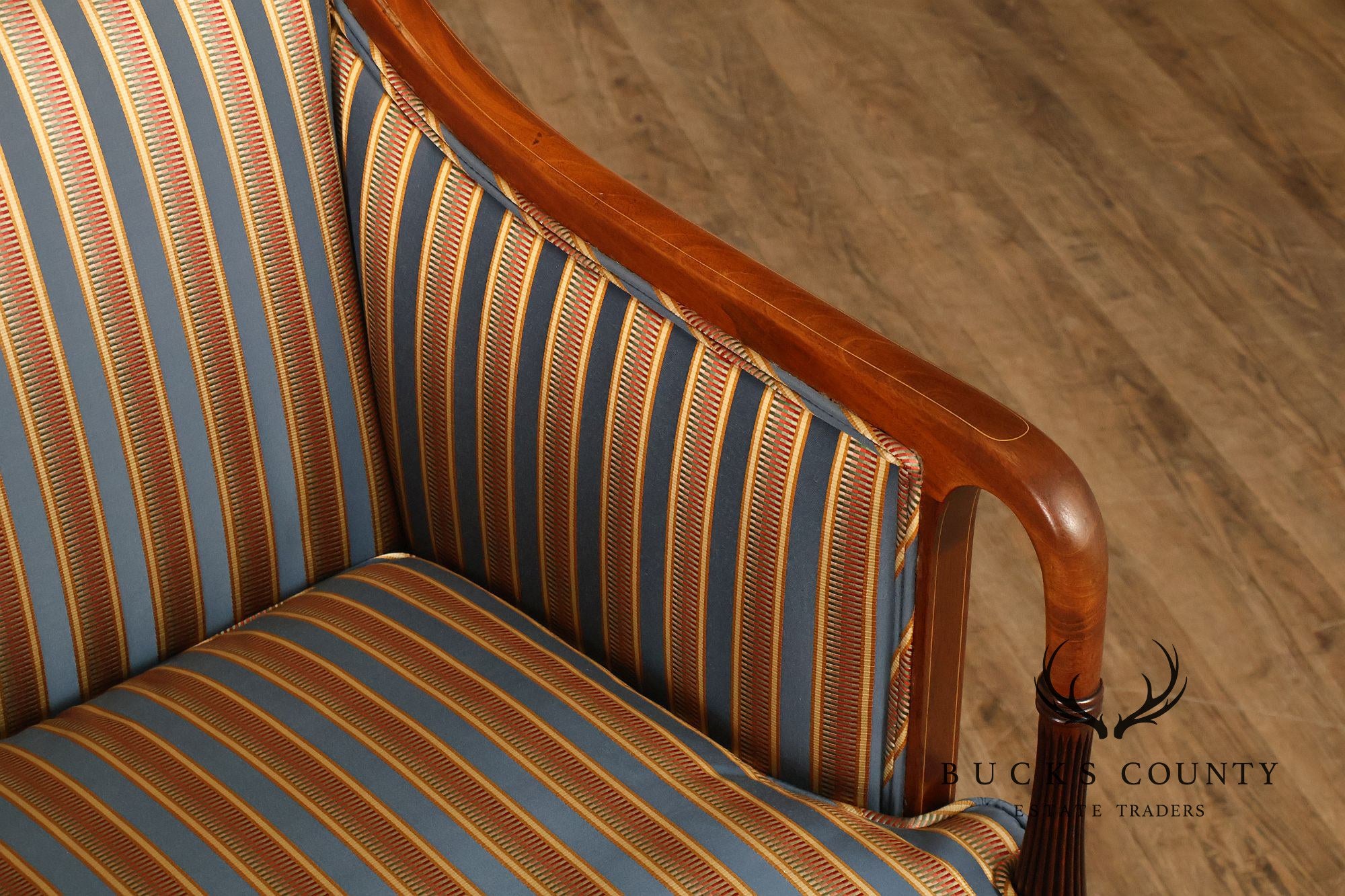 Sheraton Style Vintage Inlaid Mahogany Armchair