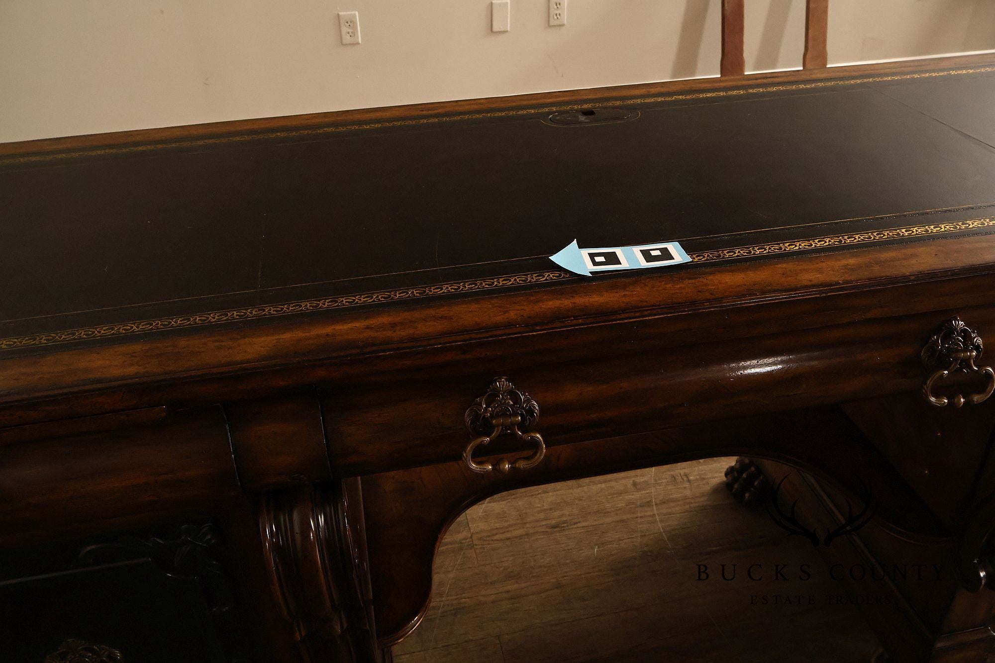 Maitland-Smith Leather Top Mahogany Executive Writing Desk
