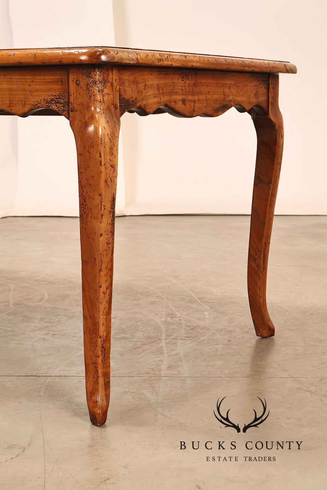 French Provincial Style Distressed Wood Extendable Dining Table