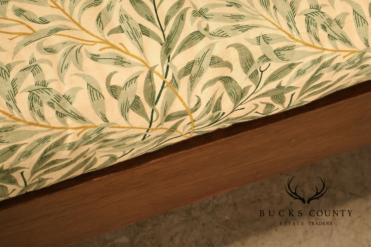 Mission Style Mahogany Spindle Settle With Botanical Upholstery