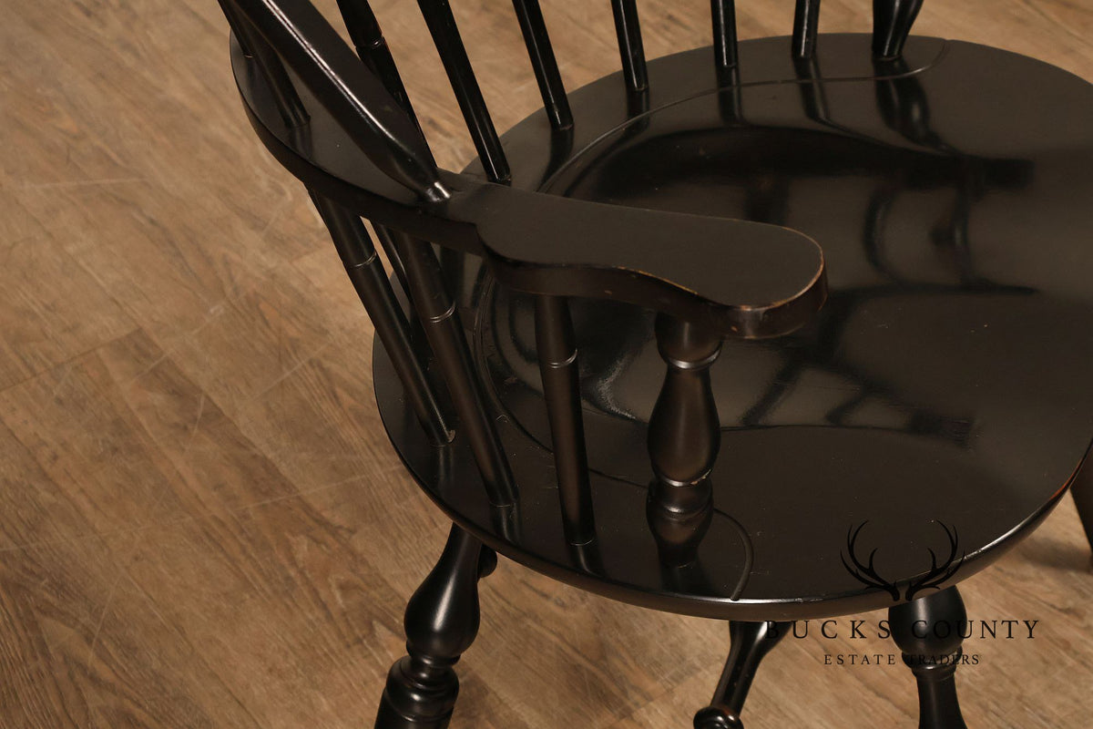 Nichols And Stone Set Of Six Black Windsor Dining Chairs