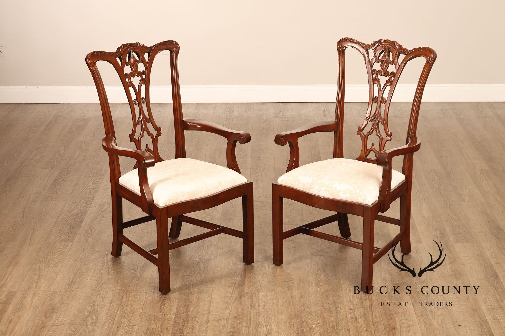 Scarborough House Chippendale Style Pair Of Mahogany Armchairs