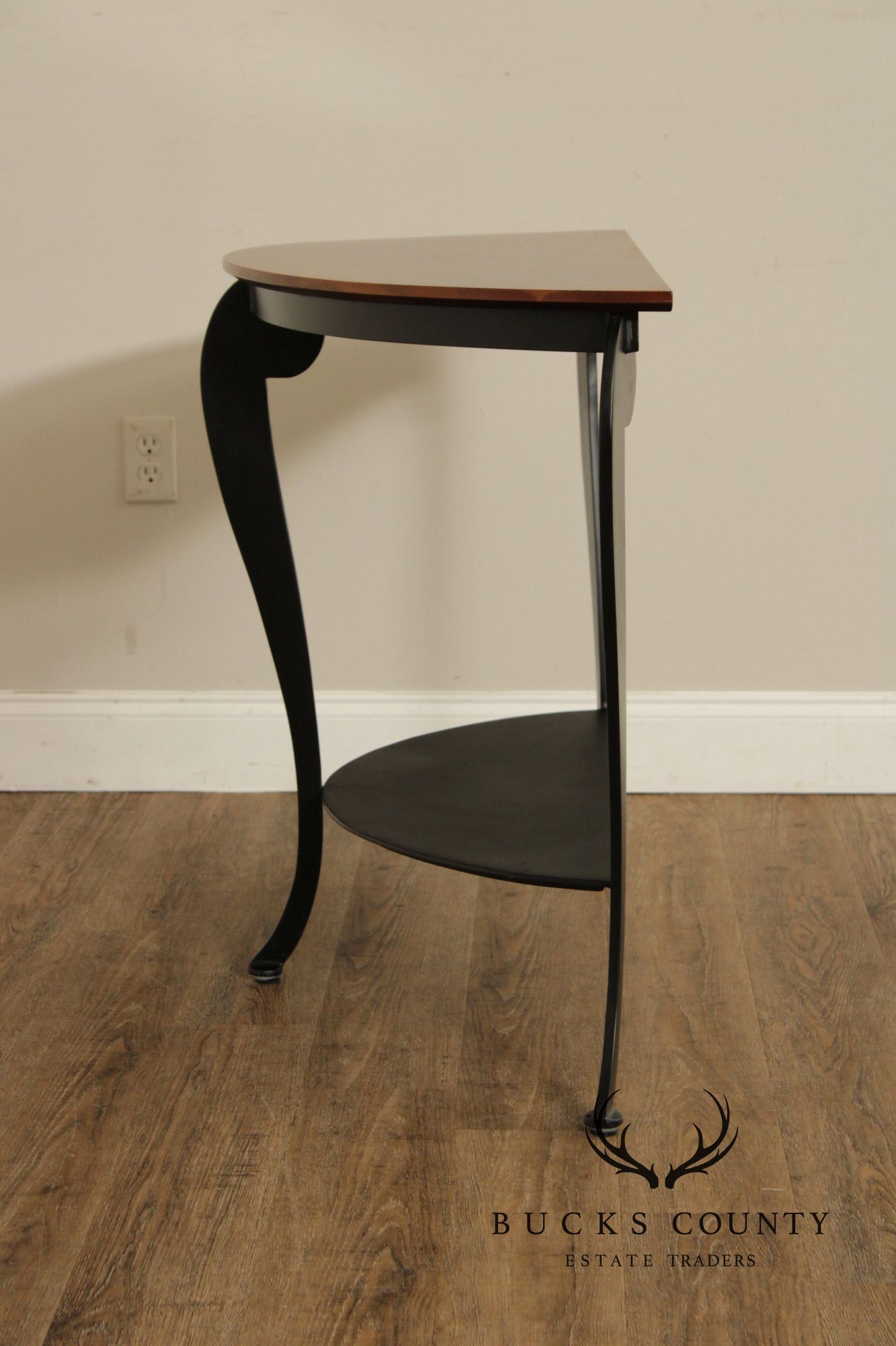 Ethan Allen Cherry Demilune Console Table With Metal Base