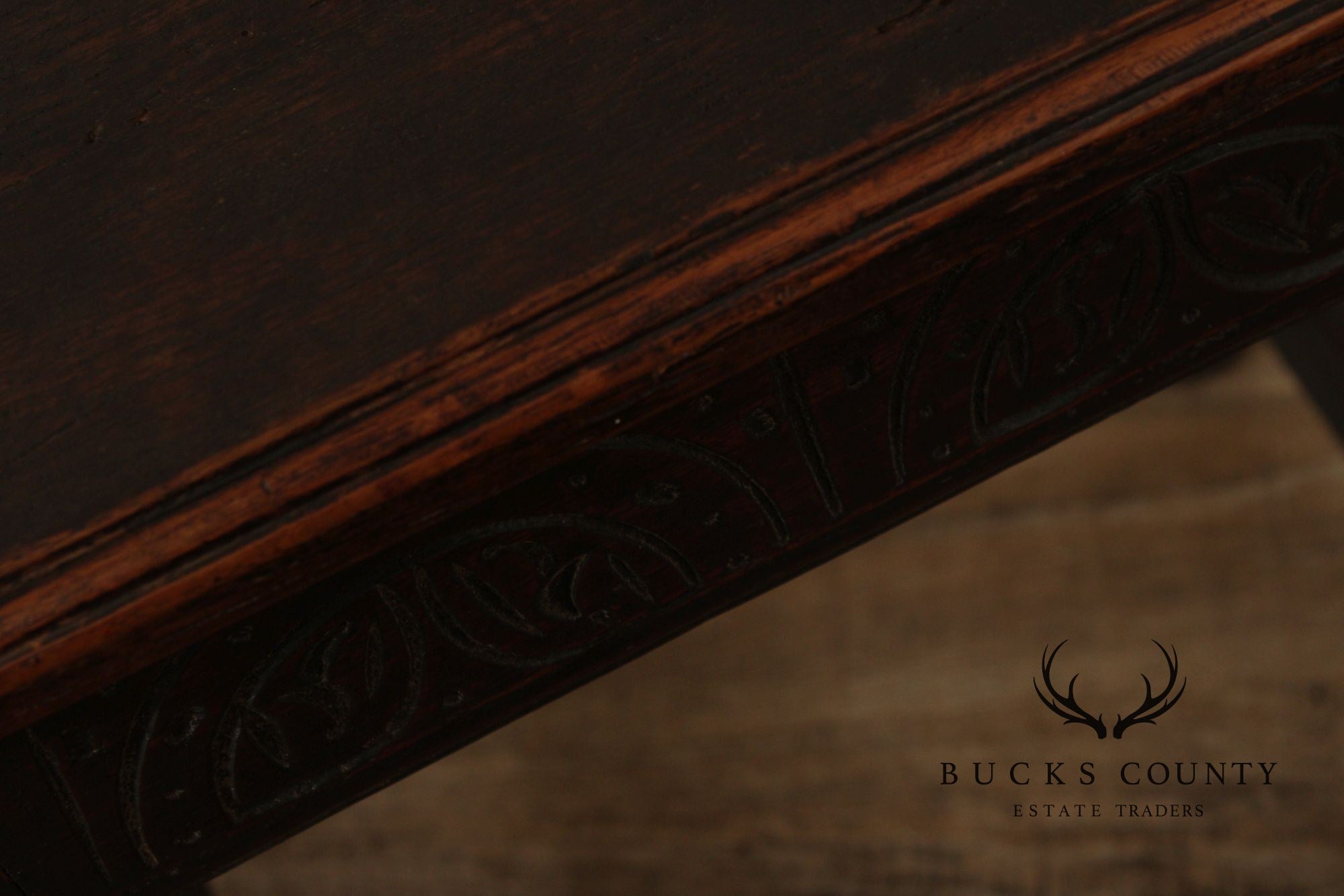 Antique English Carved Oak Joint Stool