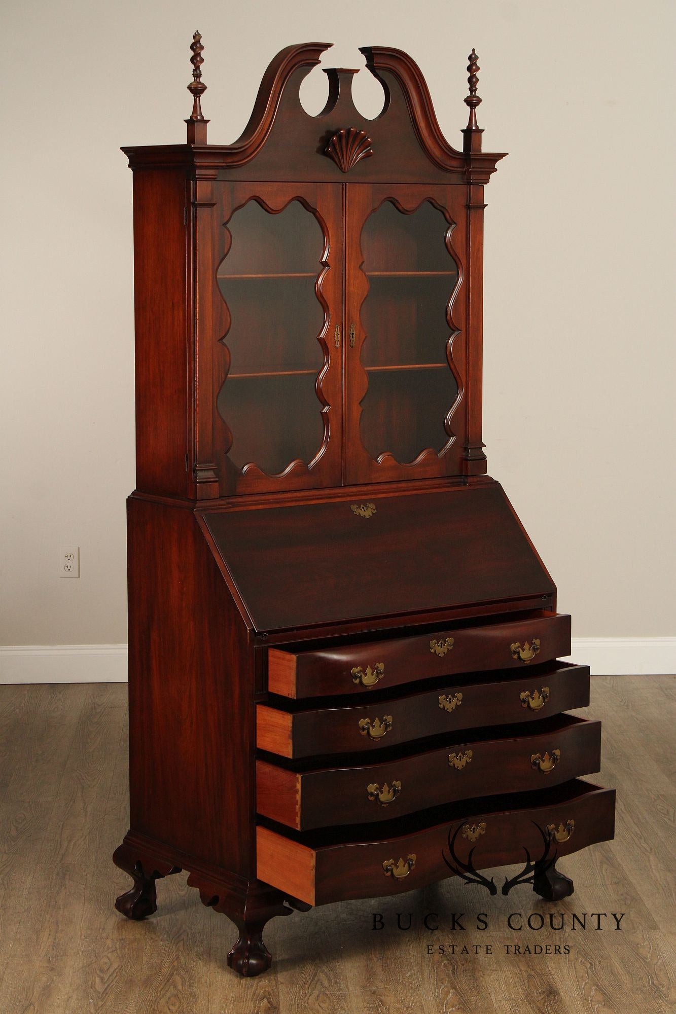 1940's Georgian Style Mahogany Secretary Bookcase