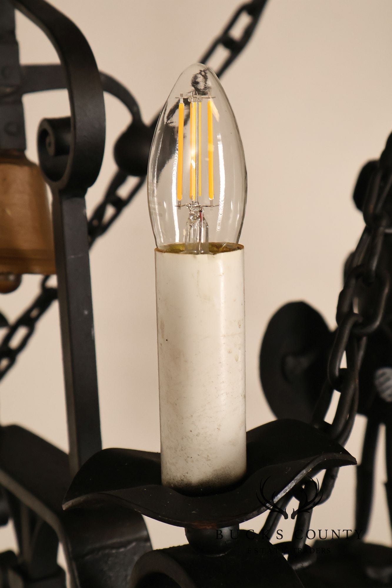 Quality Hand Forged Spanish Revival Wrought Iron Chandelier