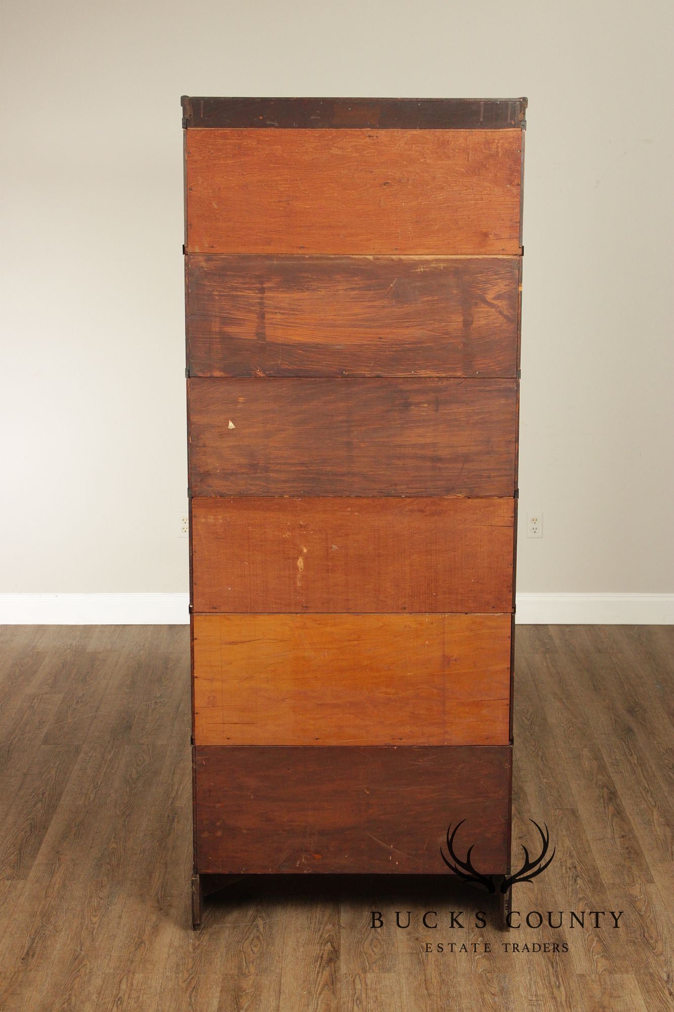 Antique Oak Five-Section Barrister Bookcase