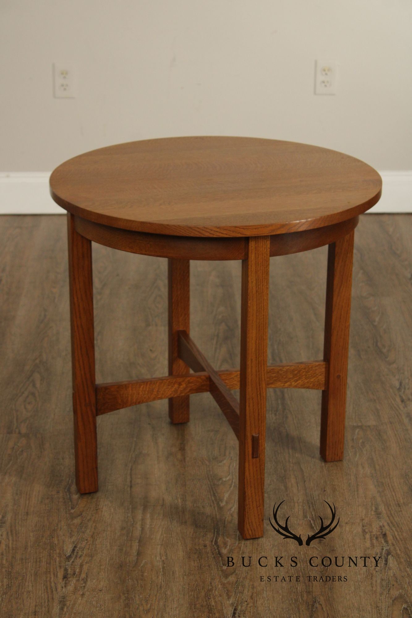 Stickley Mission Collection Oak Round Lamp Table