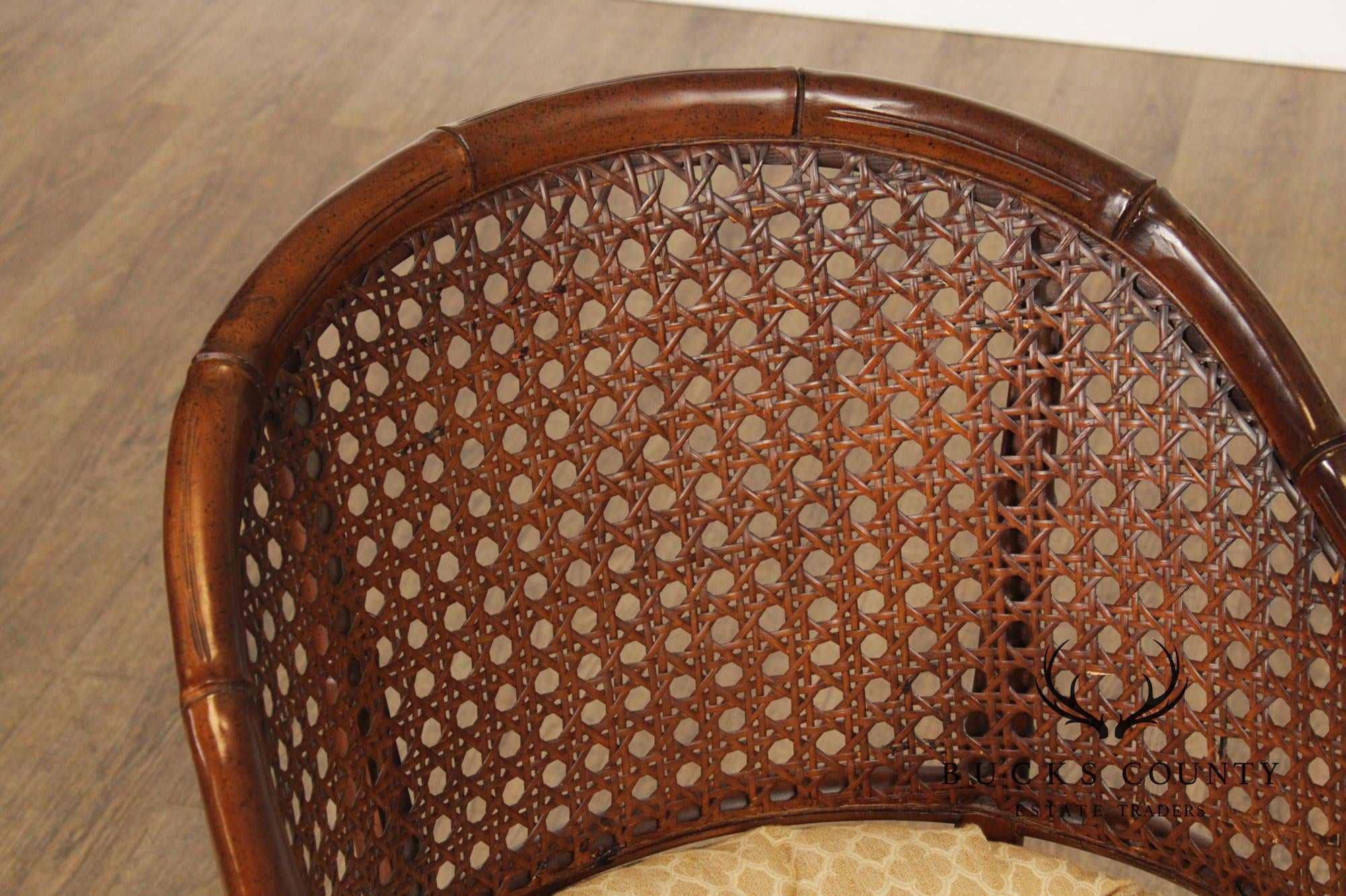 Hollywood Regency Caned Faux Bamboo Armchair