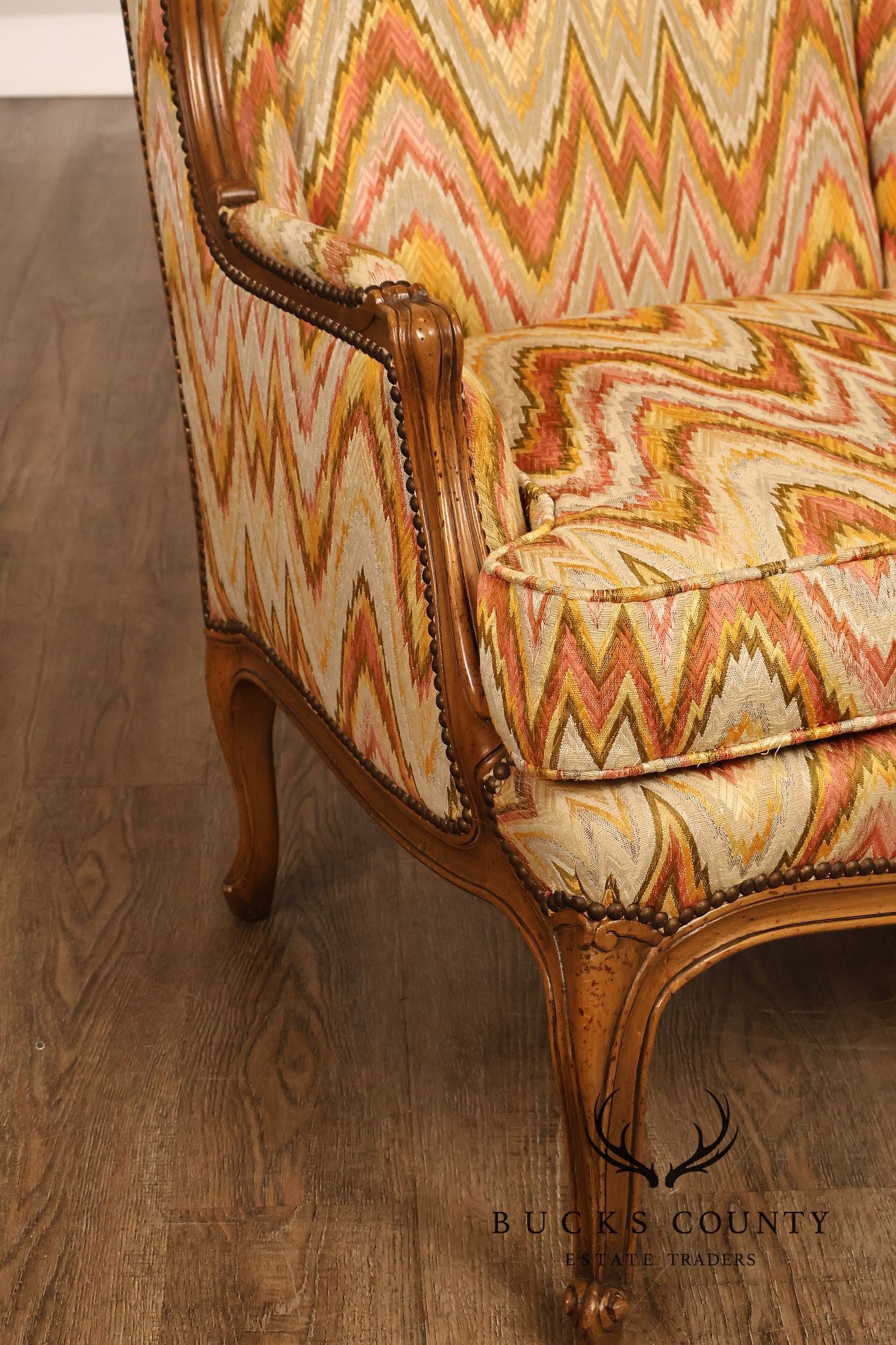 Baker Furniture Louis XV Style Wing Back Bergère Chair And Ottoman