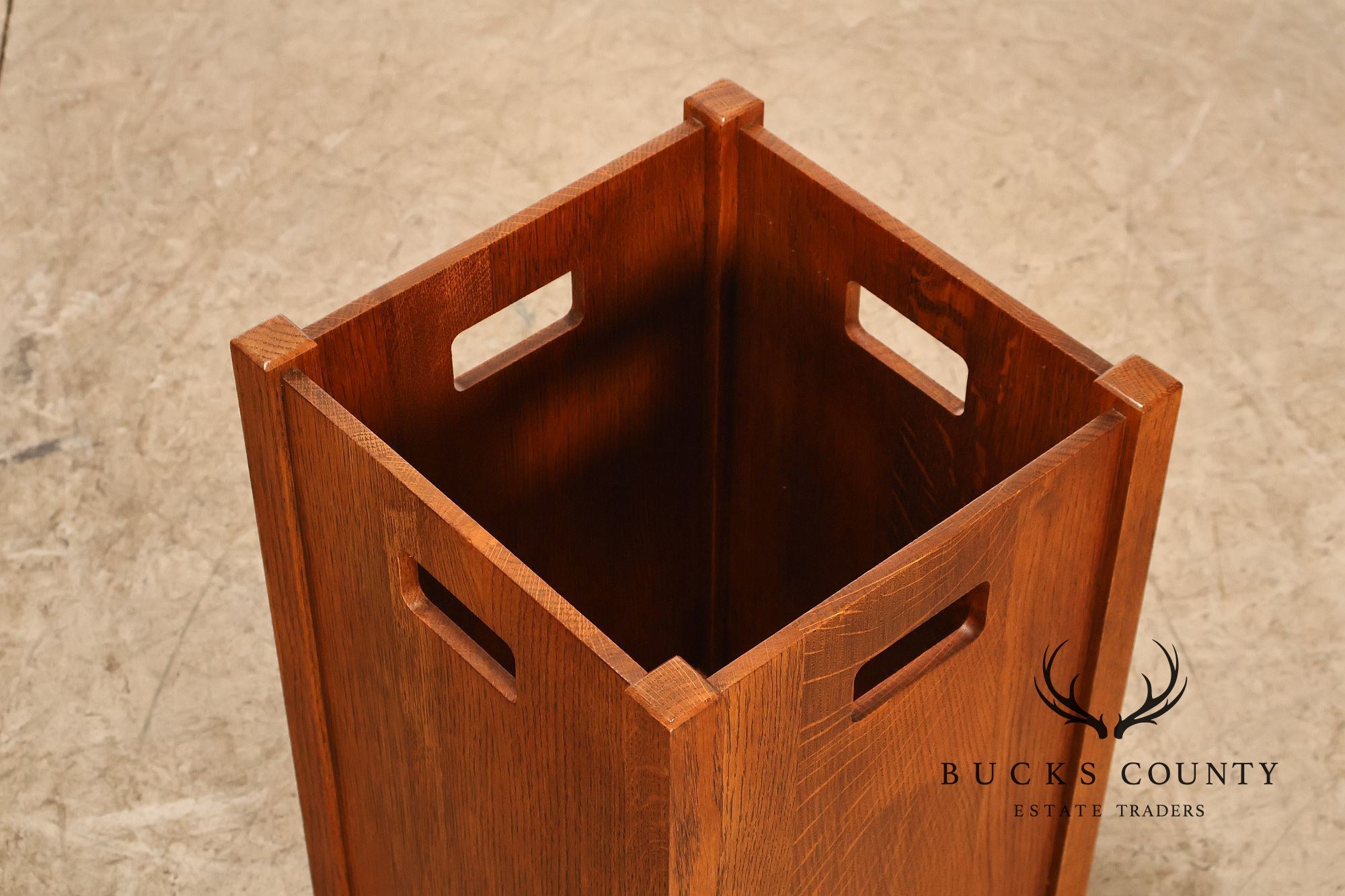 Stickley Mission Collection Oak Wastebasket