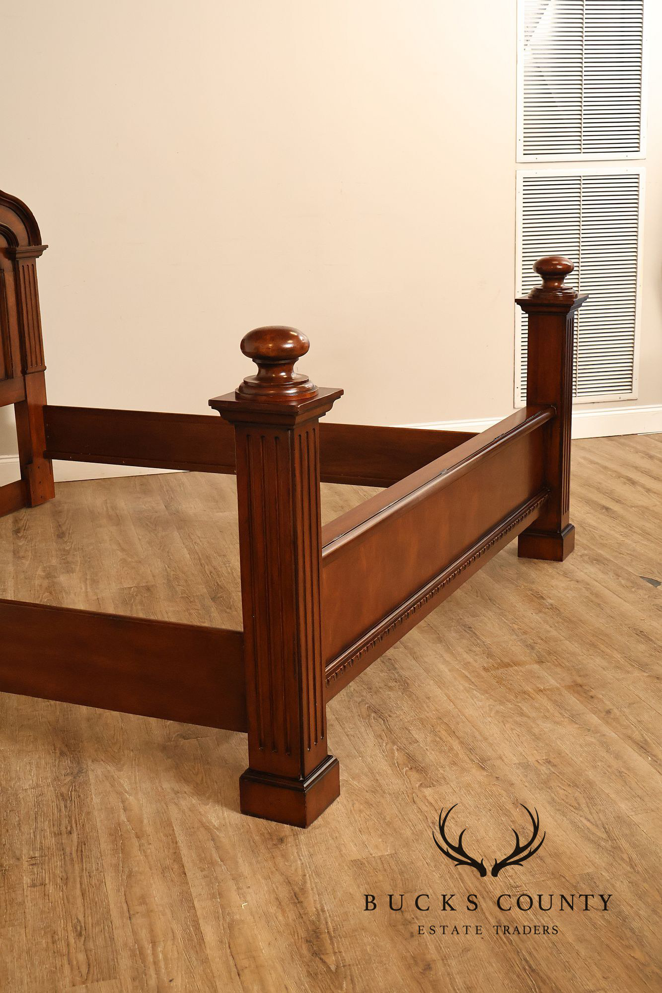 Baroque Style King Size Mahogany High Back Carved Bed Frame