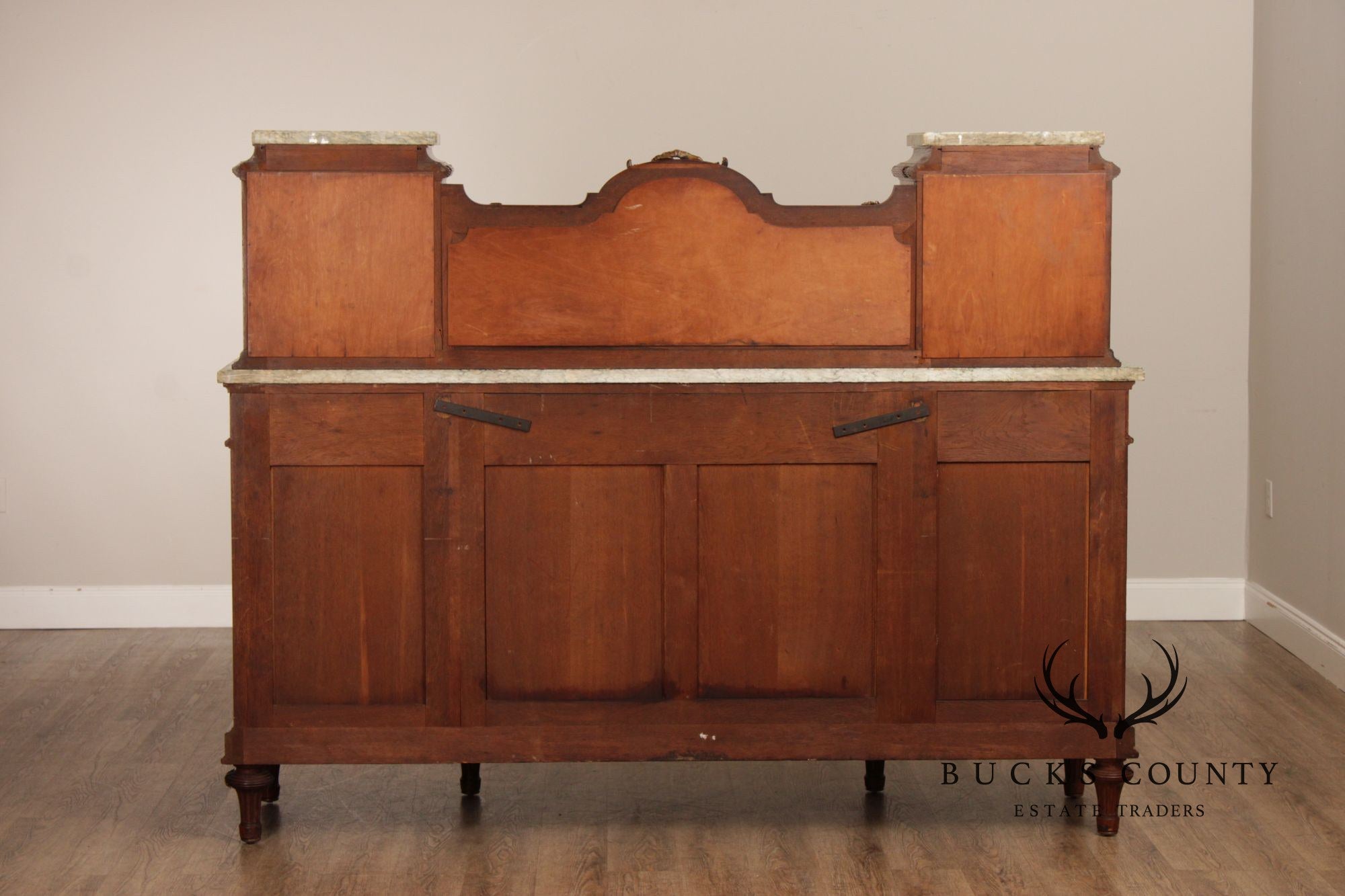 Antique French Louis XVI Style Inlaid Marble Top Sideboard