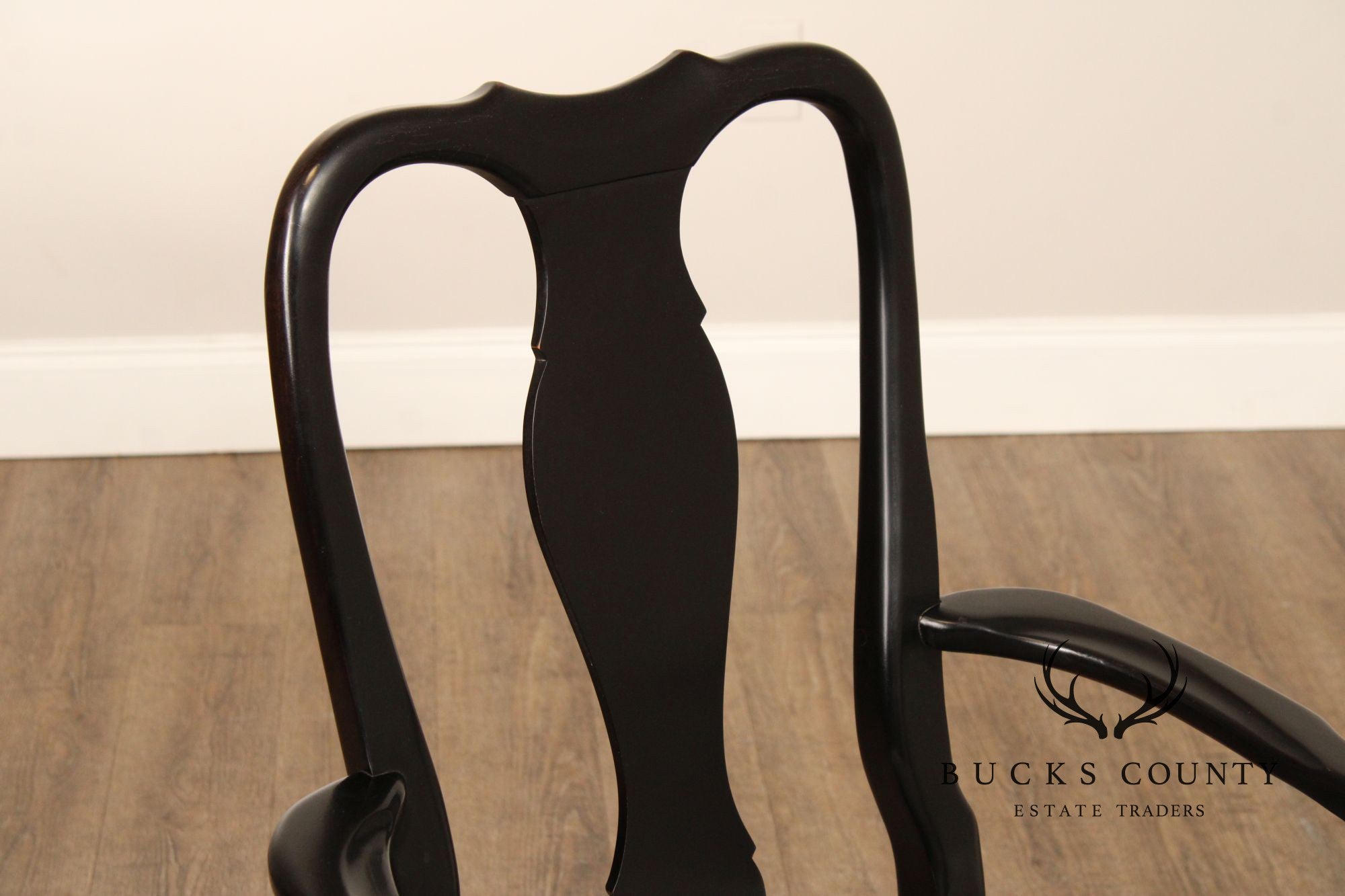 Century Furniture Ebonized Set of Six Queen Anne Style Dining Chairs