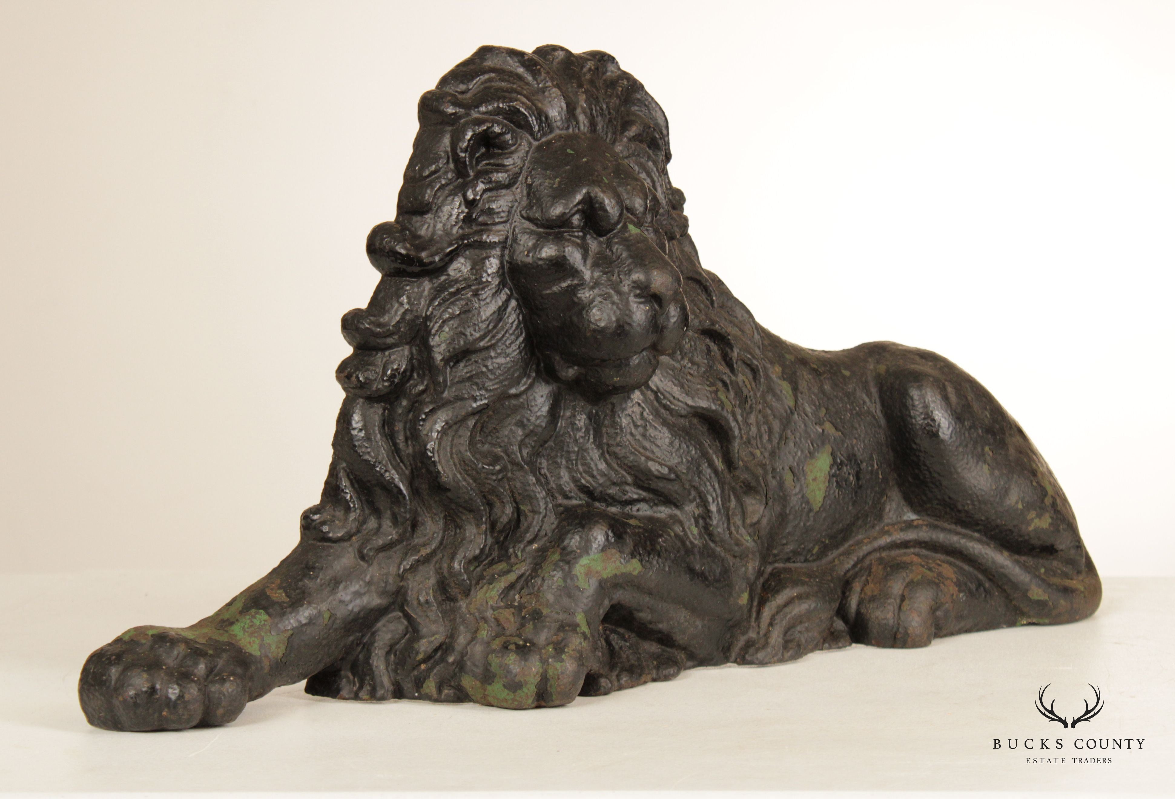 Antique Cast Iron Crouching Lion Doorstop