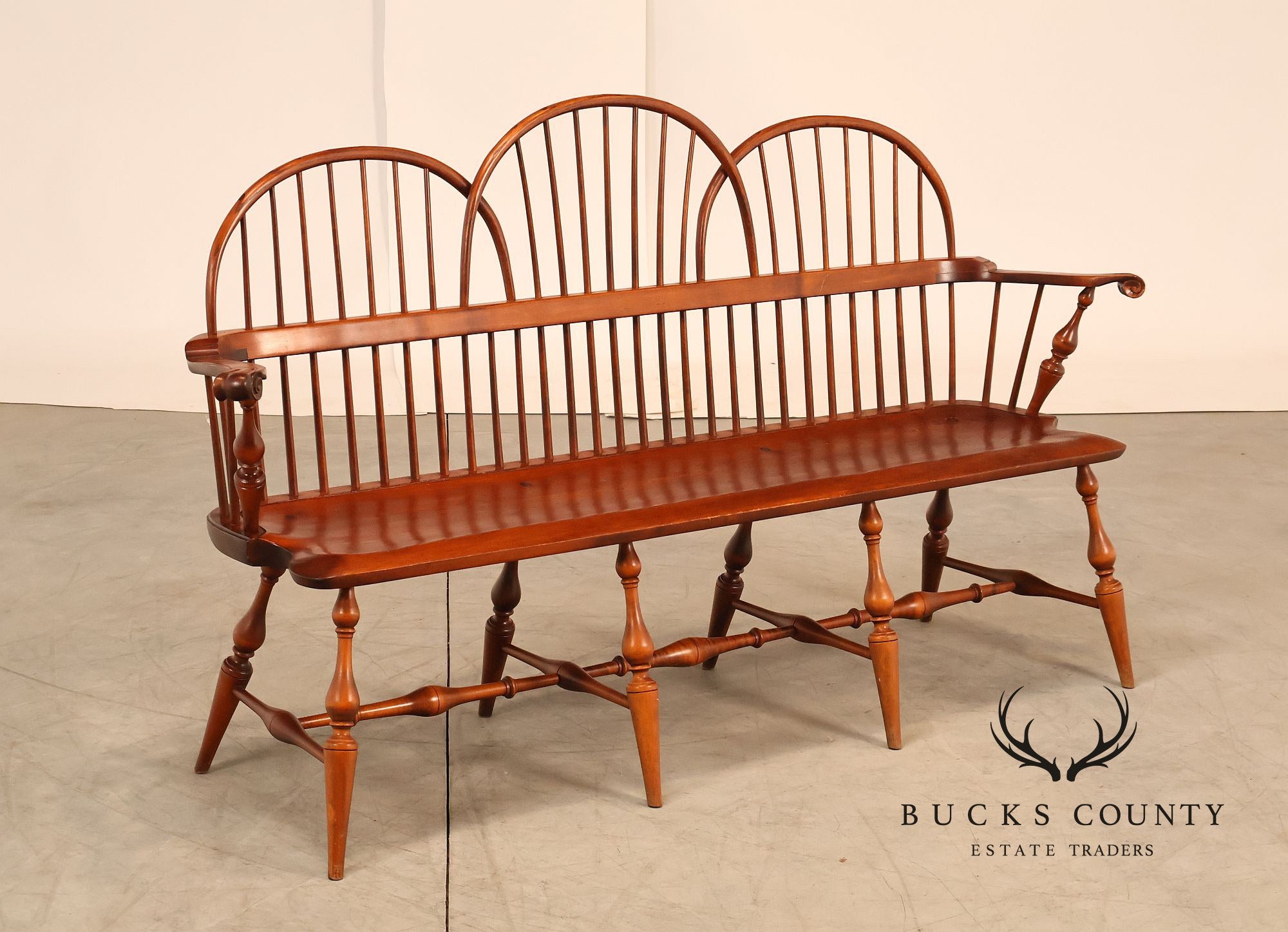Colonial Revival Cherry Windsor Bench