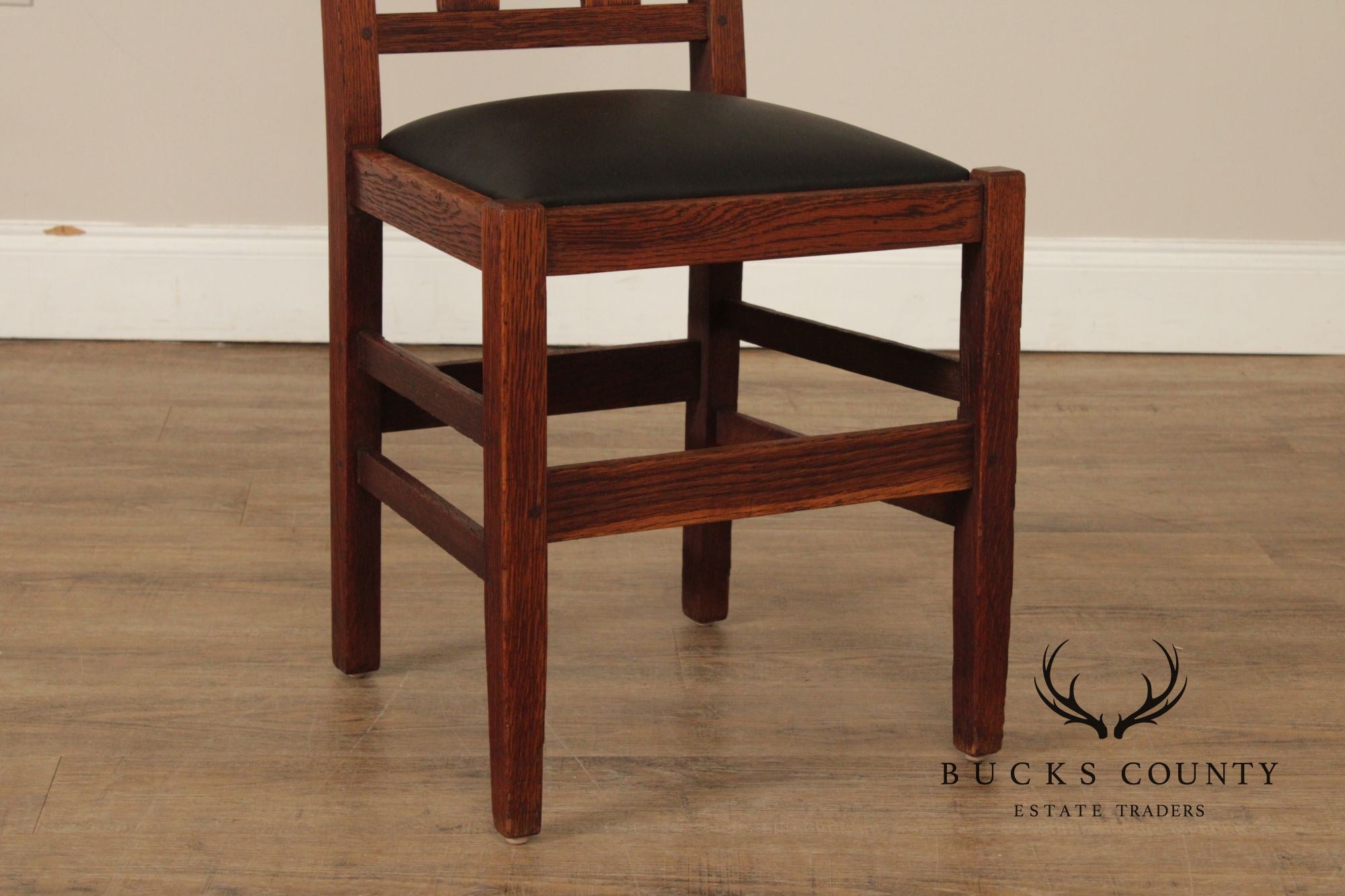 Gustav Stickey Antique Mission Oak H-Back Side Chair