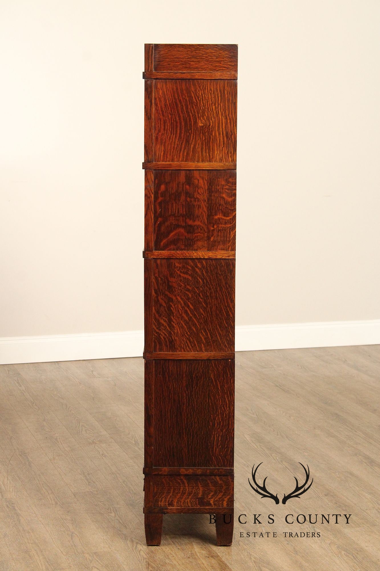 Globe-Wernicke Antique Oak Art Mission Four-Stack Barrister Bookcase