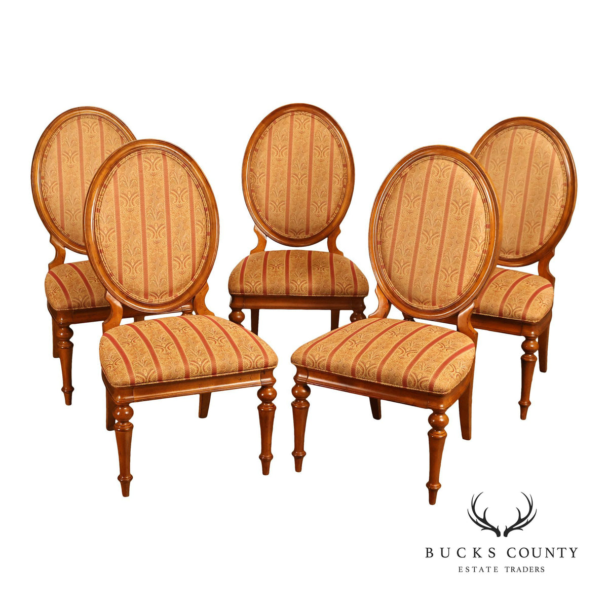 Thomasville Set Of Five Louis XVI Style Oval Back Dining Chairs