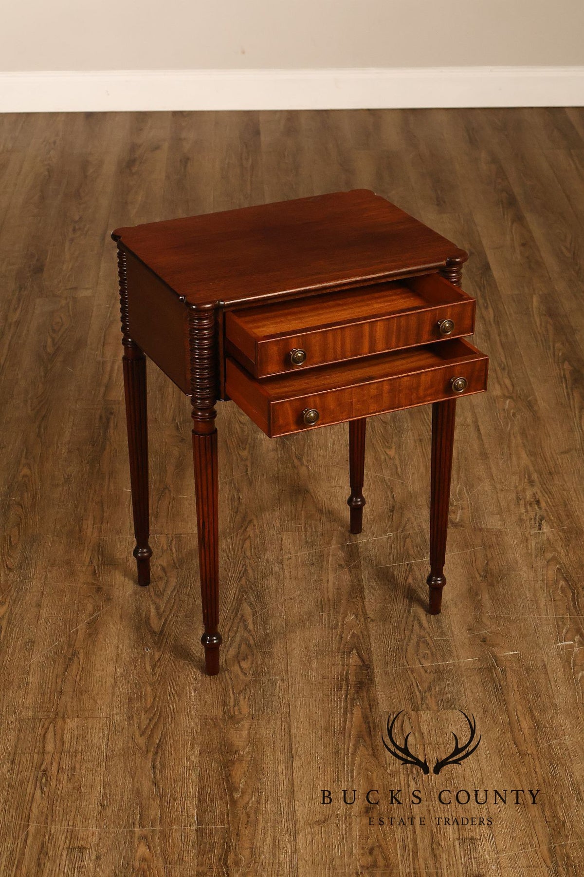 Federal Sheraton Style Mahogany Two-Drawer Side Table