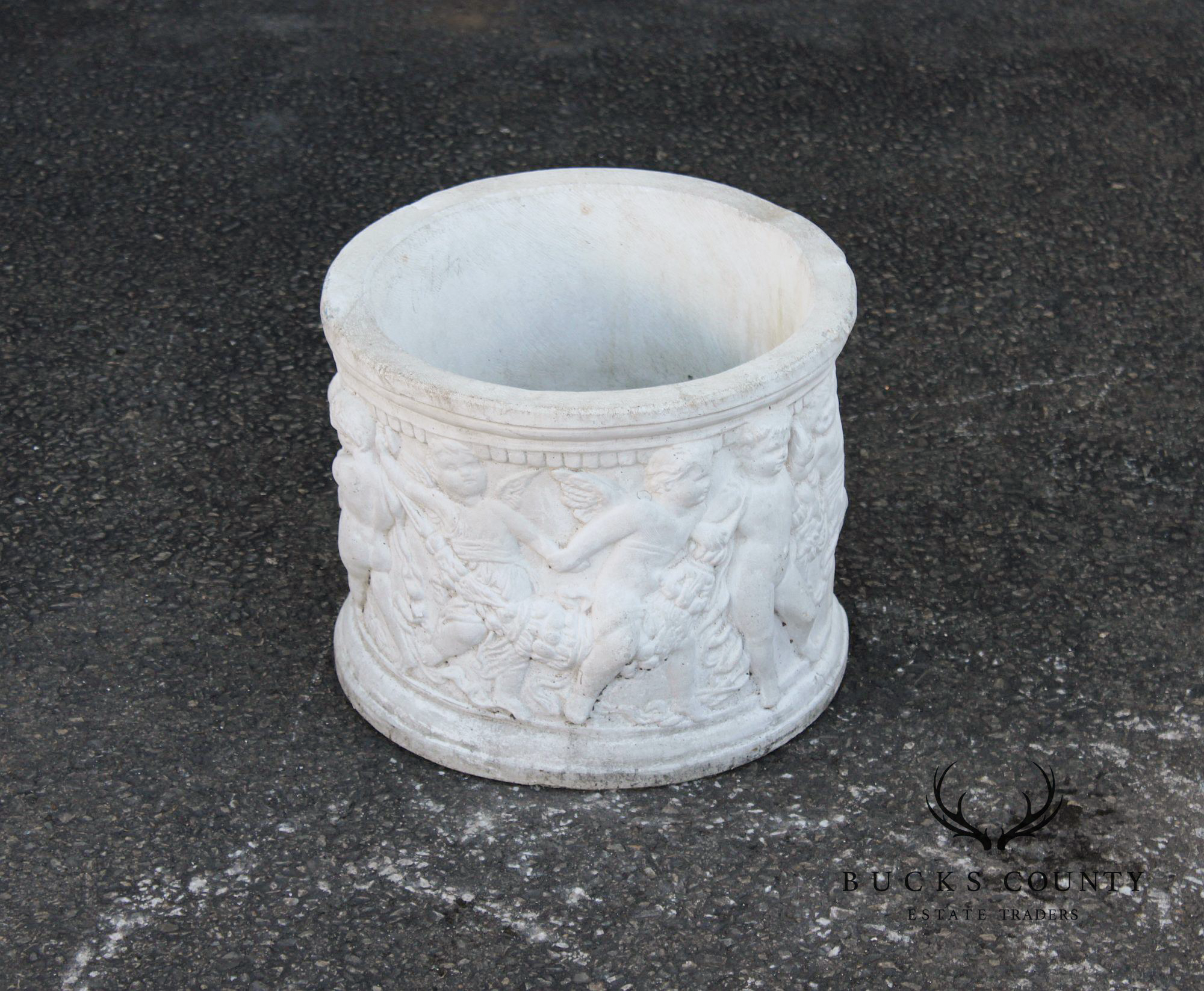 Classical Style Cherub Relief Cast Stone Garden Planter