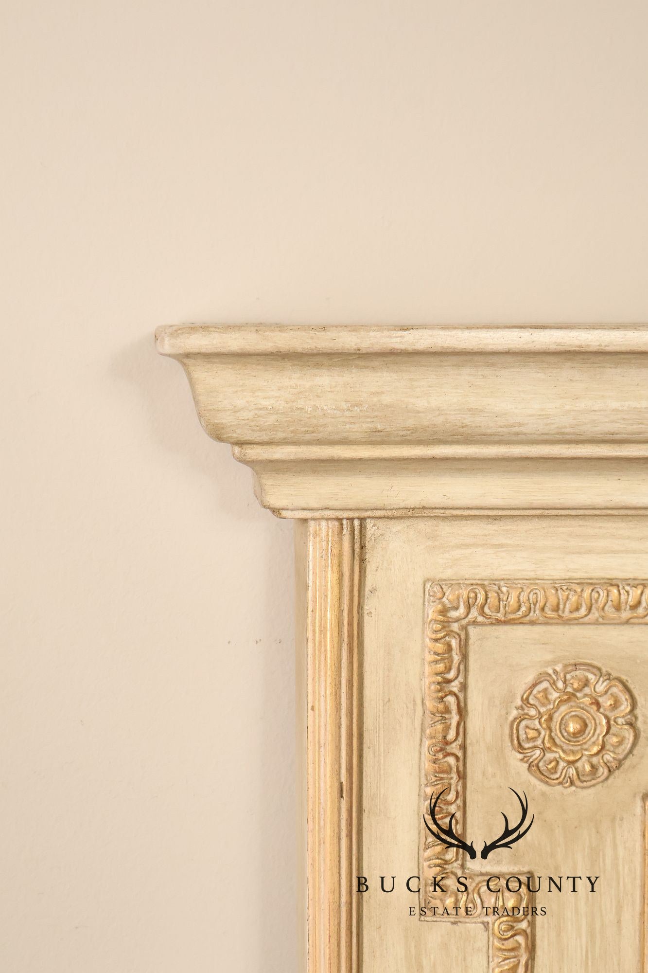 French Neoclassical Style Distress Painted Trumeau Mirror