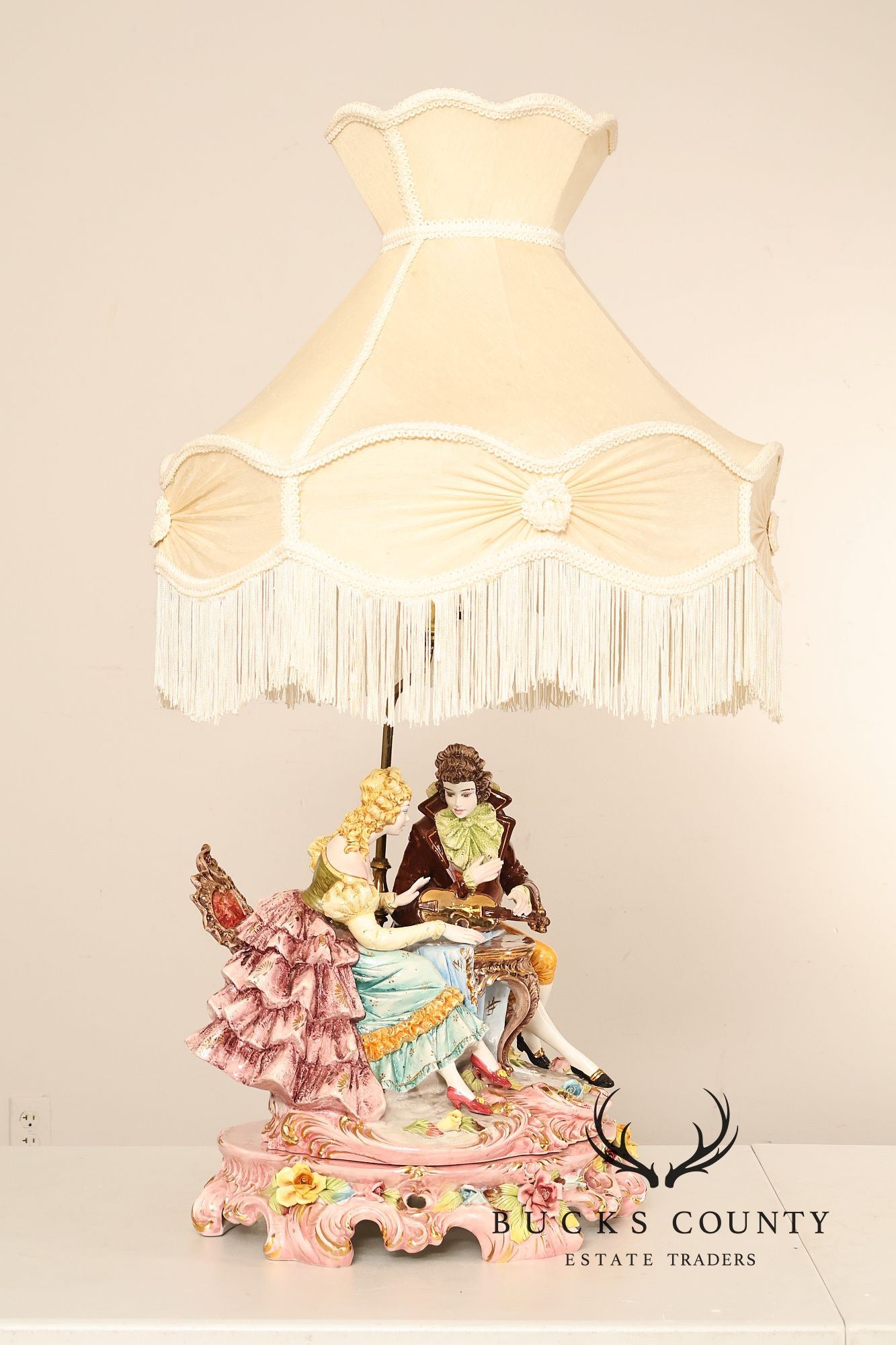 Italian Hand Painted Capodimonte Porcelain Table Lamp