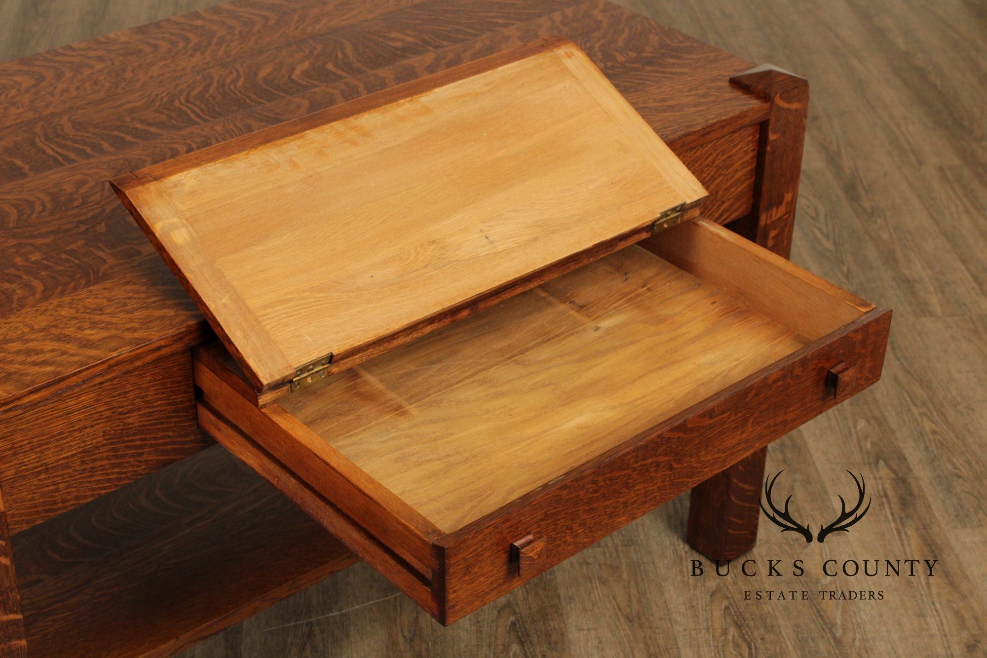 Antique Mission Oak Library Table