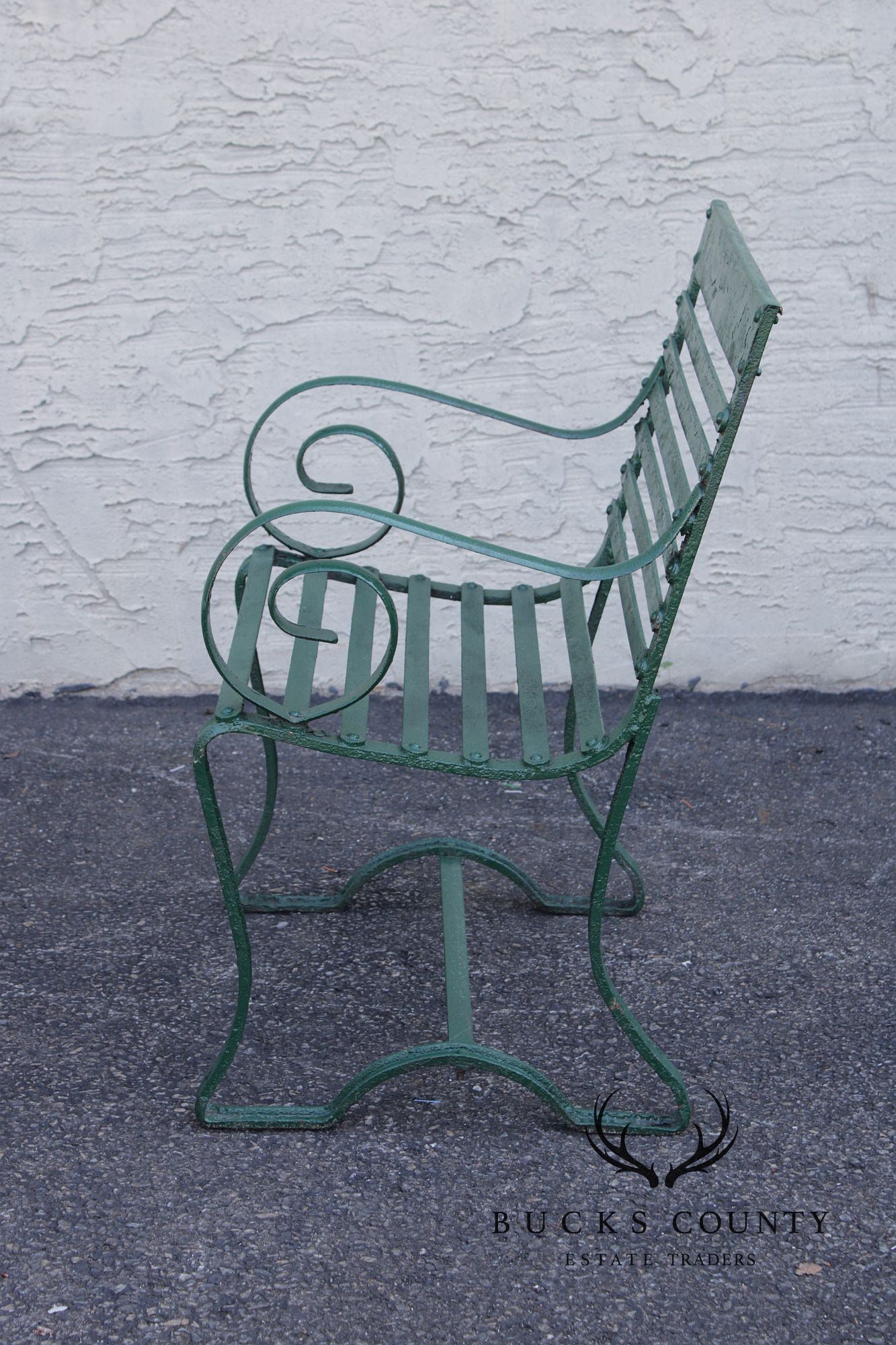 Antique Pair of Wrought Iron Outdoor Garden Armchairs
