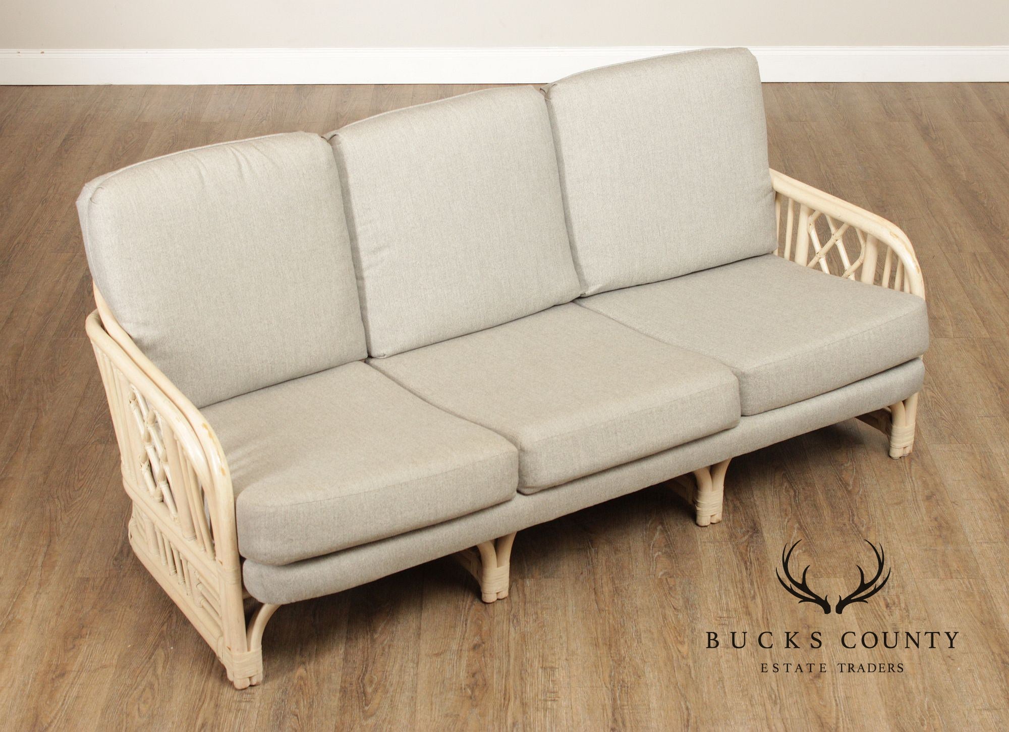 Brighton Pavilion Style Vintage Rattan Three-Seat Sofa